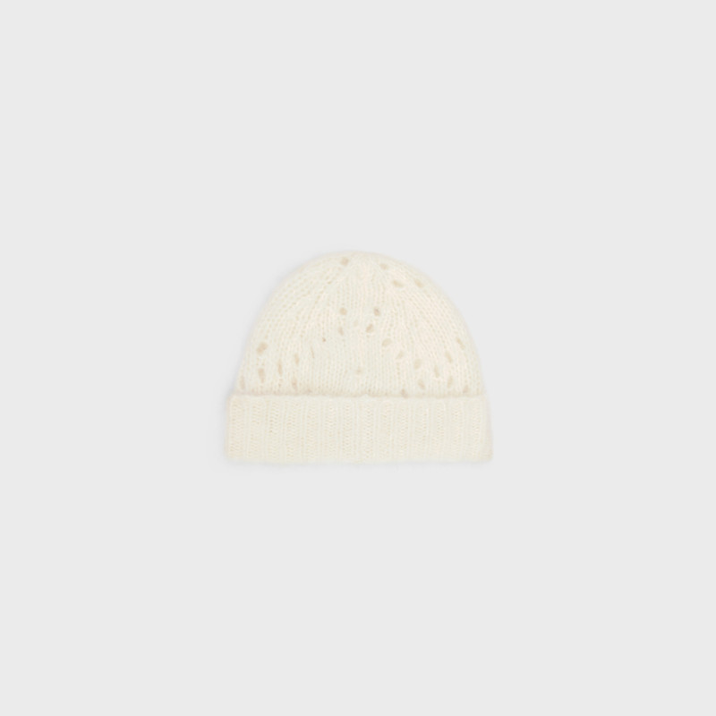 CELINE beanie in fair isle alpaca wool pointelle outlook