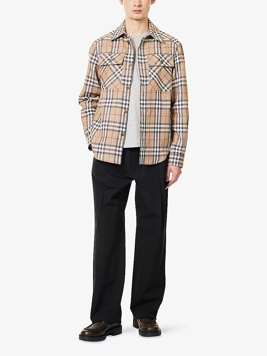 Check-Print Curved Hem Cotton and Linen Shirt - 2