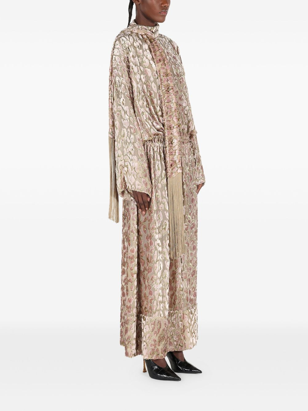animal-print tassel maxi day dress - 3