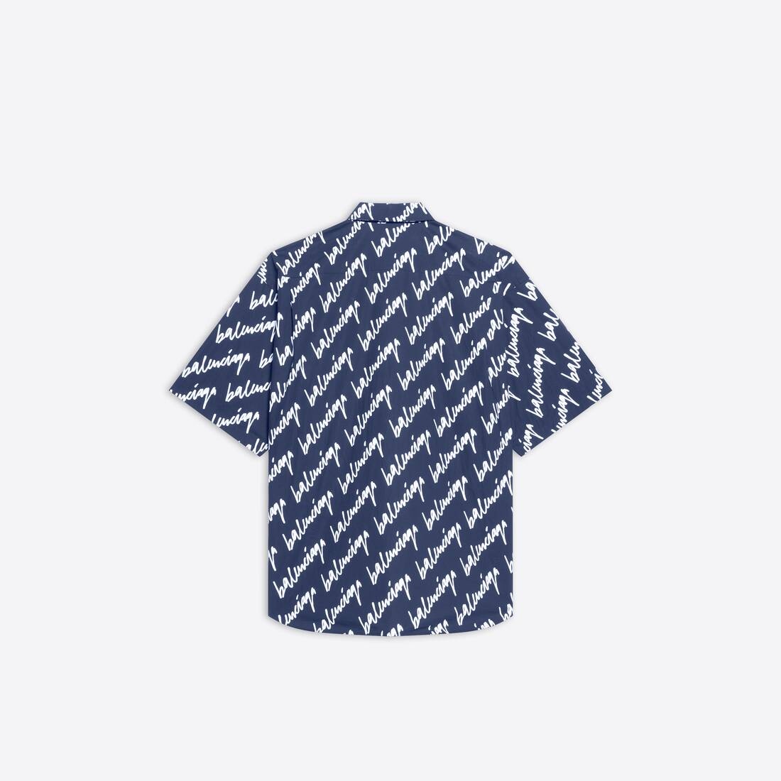 Men's New Scribble Short Sleeve Shirt Large Fit  in Indigo - 2