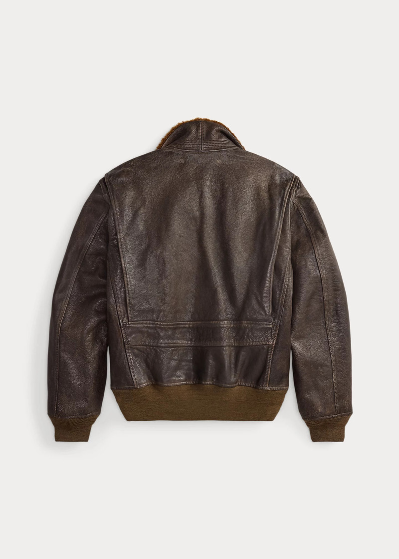 RRL by Ralph Lauren Shearling-Collar Leather Flight Jacket outlook