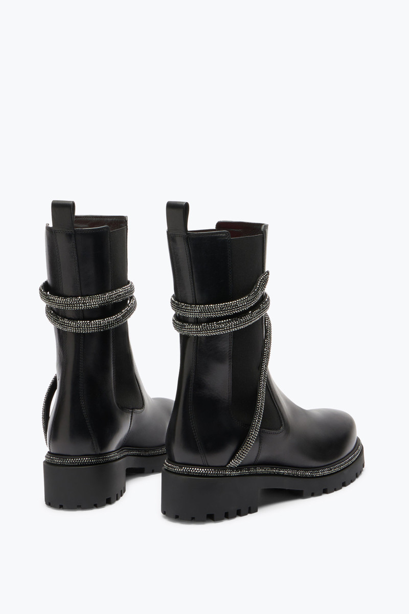 RENE CAOVILLA Cleo Combat Black Biker Boots outlook
