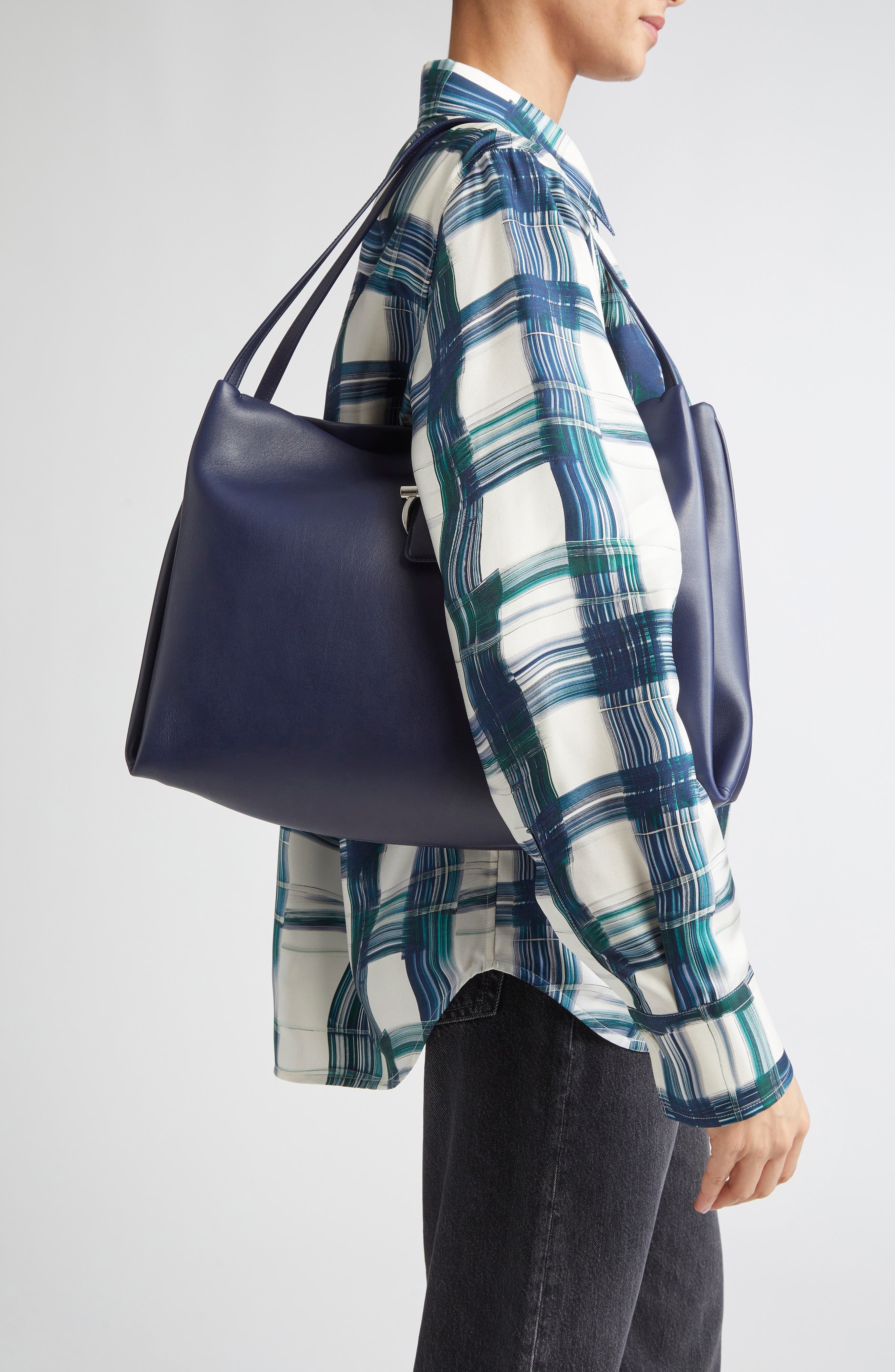 FERRAGAMO Medium Lily Leather Tote in New Navy at Nordstrom - 3