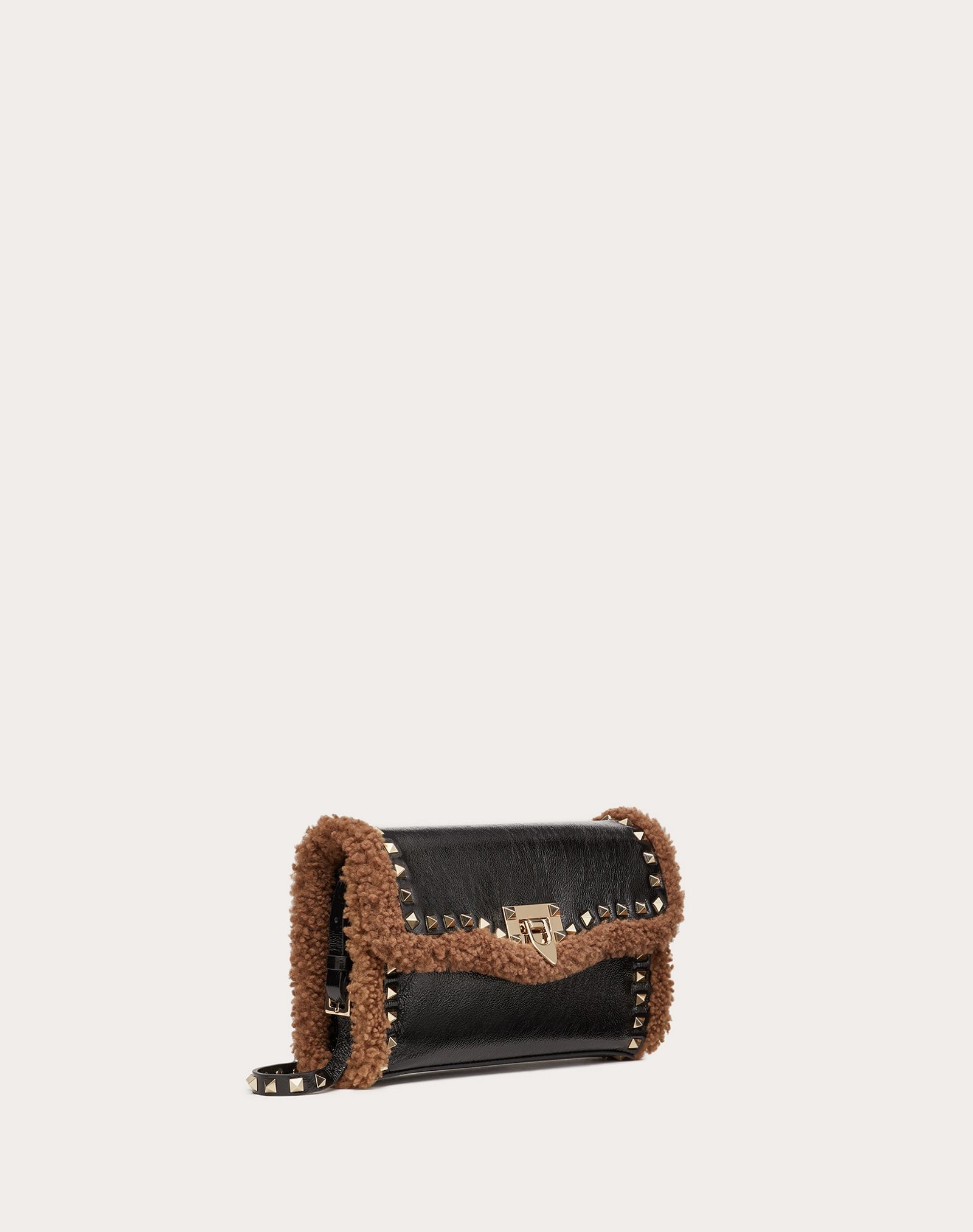 Small Rockstud Naplak Calfskin and Shearling Crossbody Bag - 2