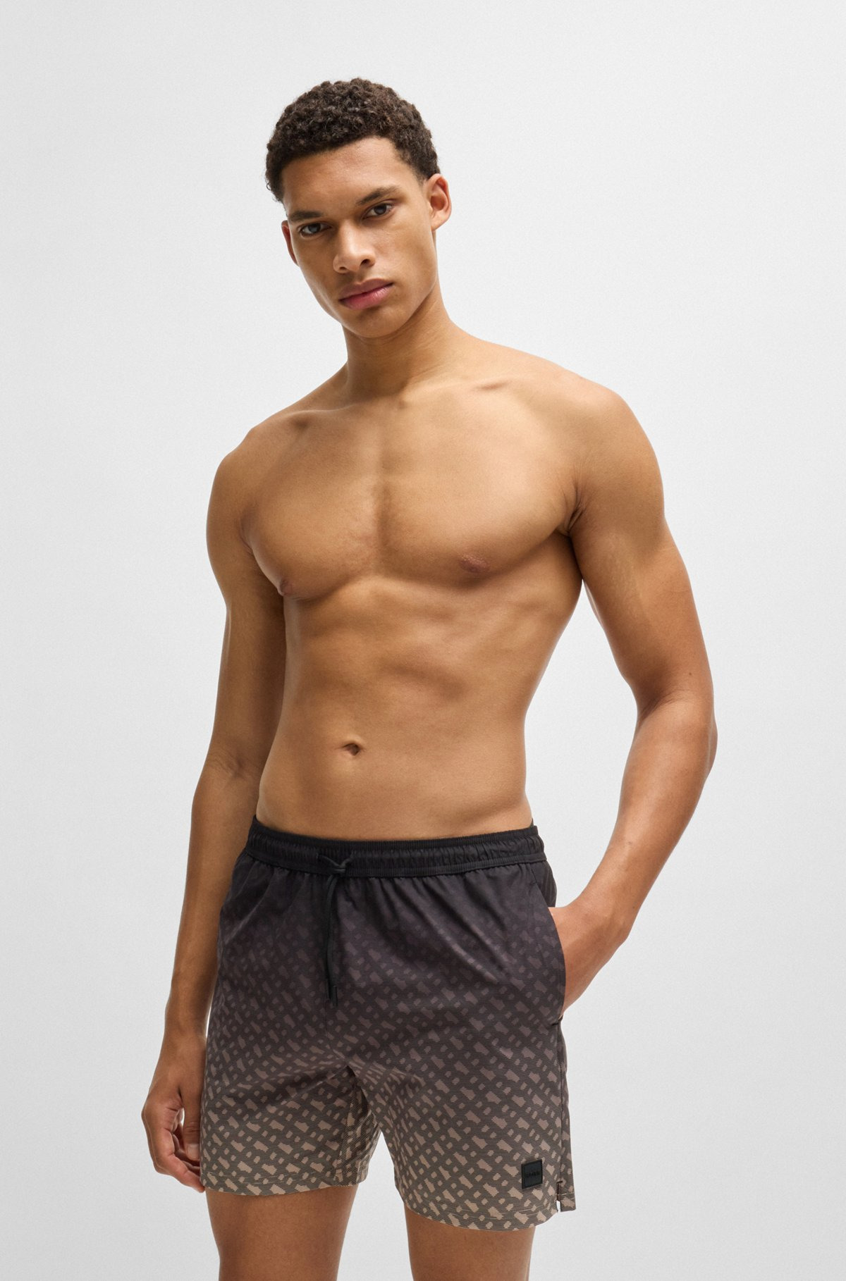 LOGO-BADGE SWIM SHORTS WITH DEGRADÉ MONOGRAM PRINT - 2