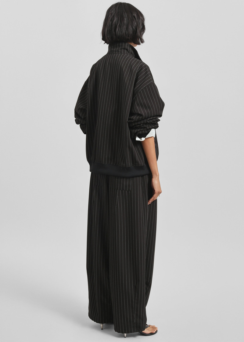 Rilton Drawstring Pants - Black/White Pinstripe 7