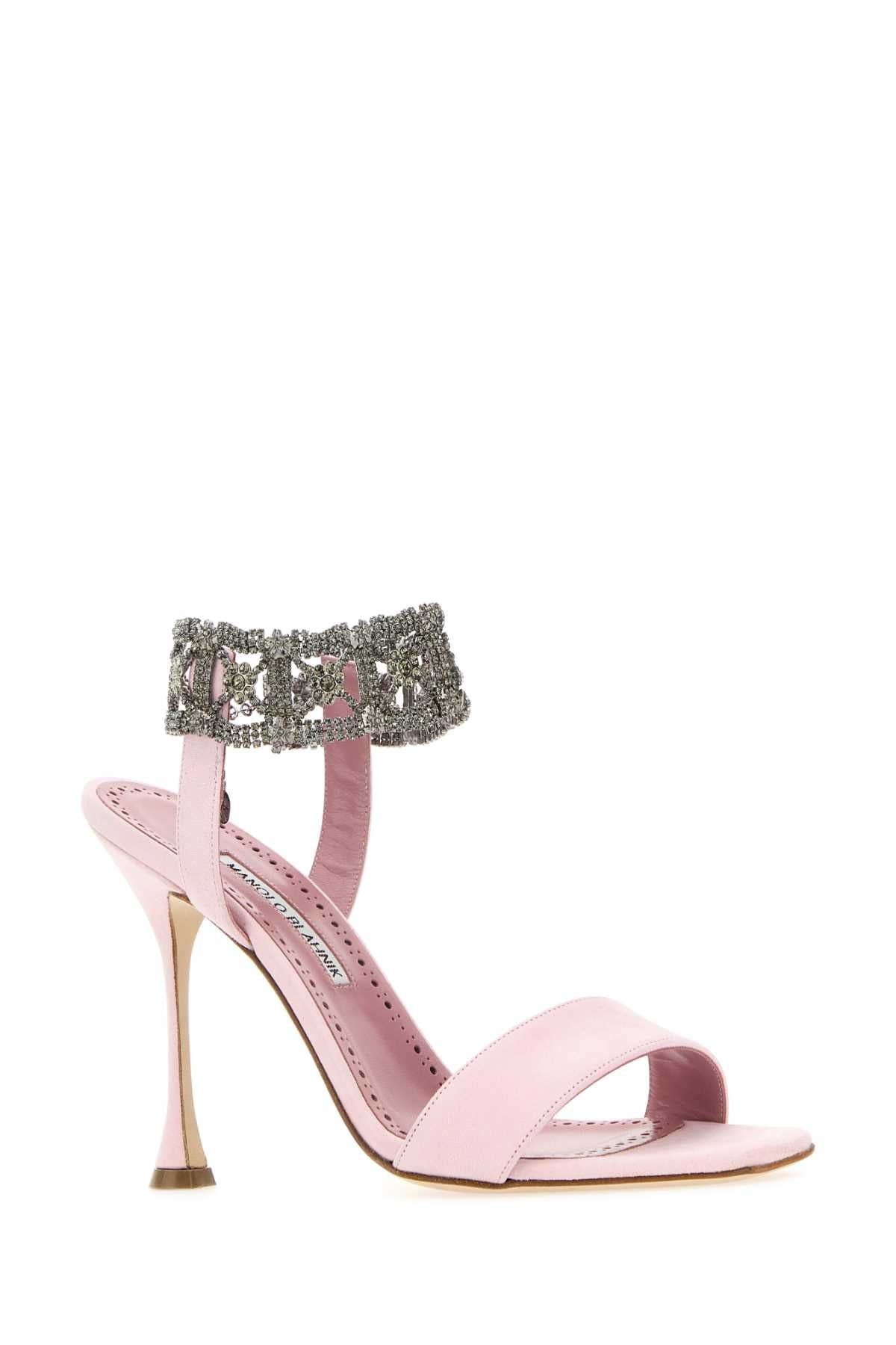 Manolo Blahnik Women Pastel Pink Suede Lierasan Sandals - 2
