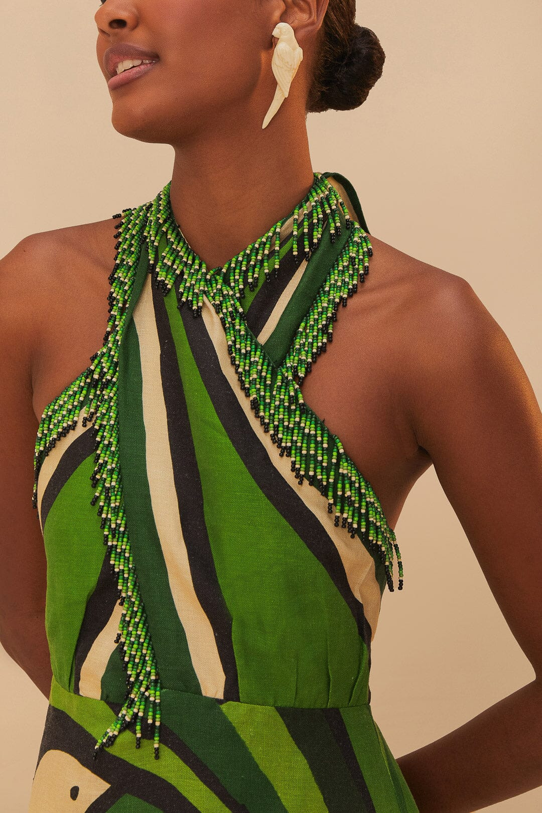 Green Toucan Tree Lenzing™ Ecovero™ Euroflax™ Maxi Dress - 2