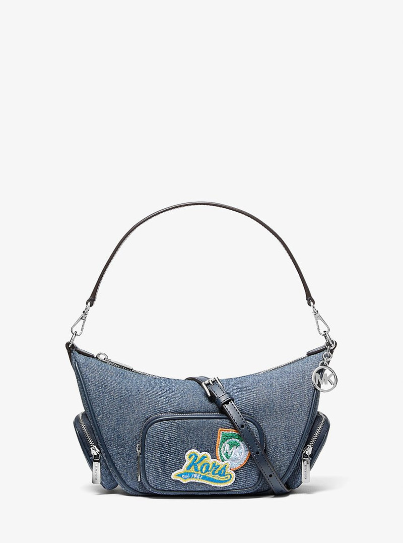 Merritt Small Embellished Denim Convertible Crossbody Bag 1