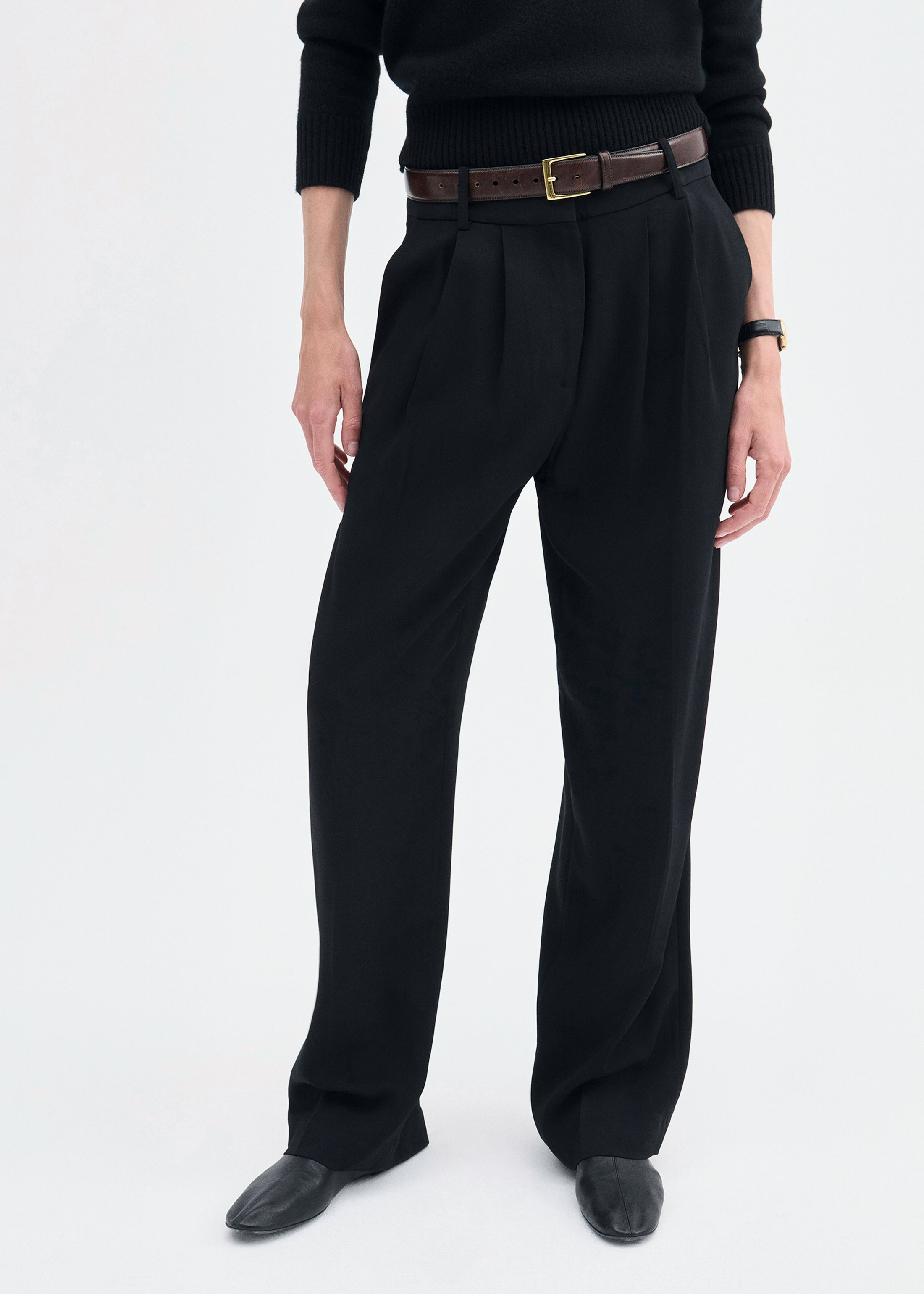 Pleat Front Trouser in Crepe - 3