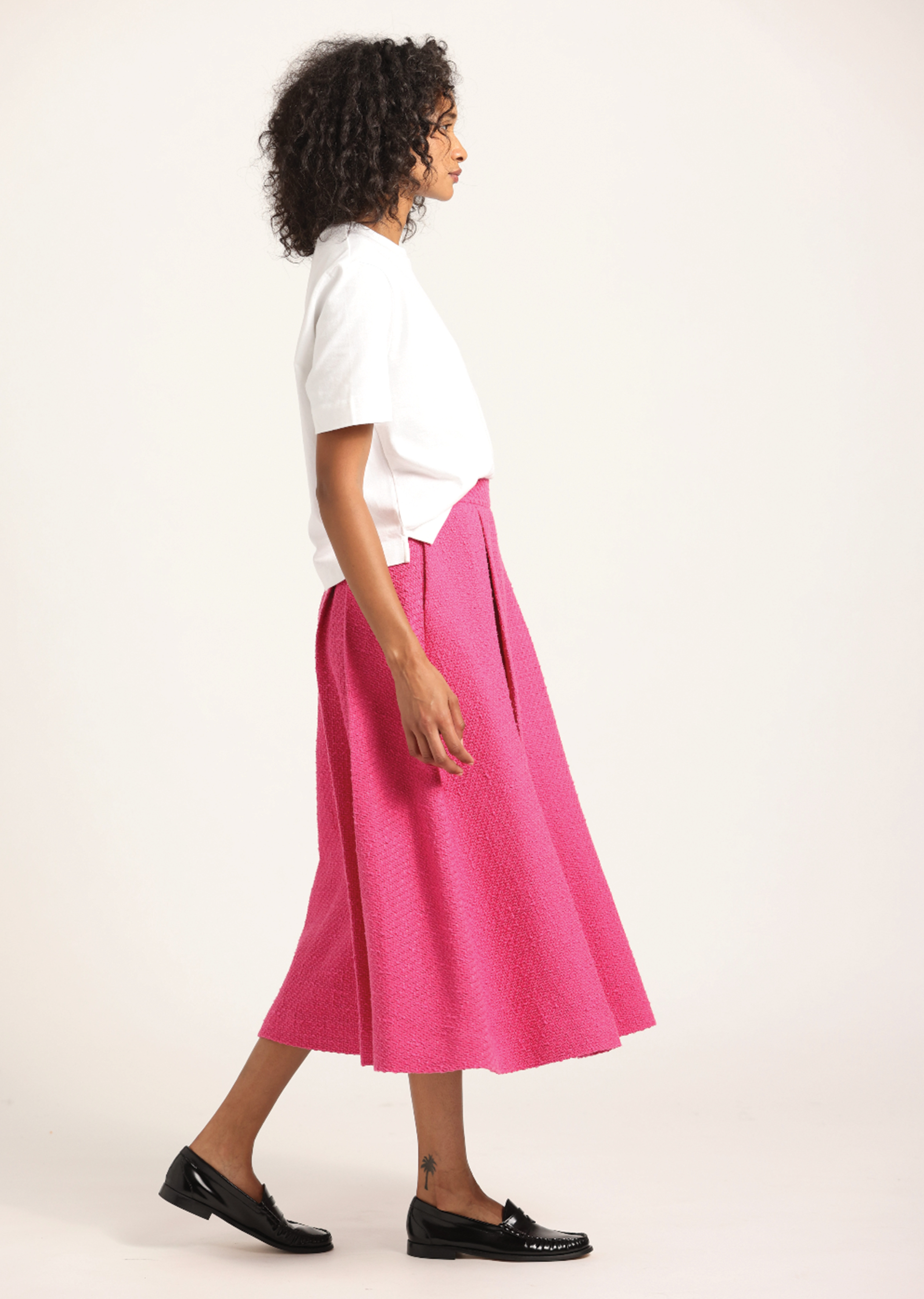 FENELLA TWEED PLEATED MIDI SKIRT - 3