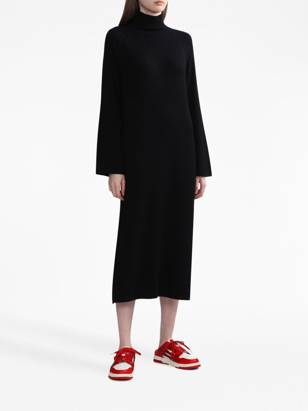 high-neck ribbed dress - 2