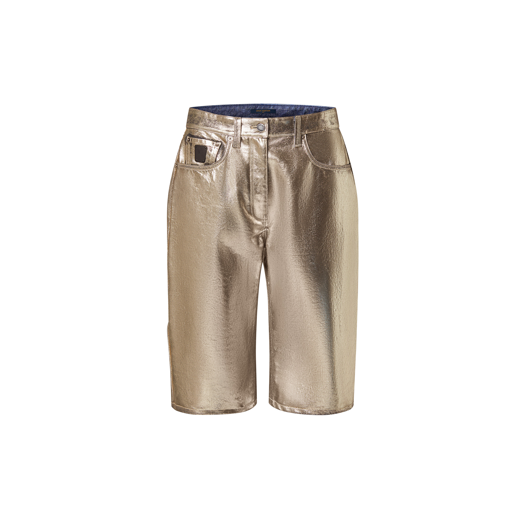 Metallized Denim Bermuda Shorts - 1