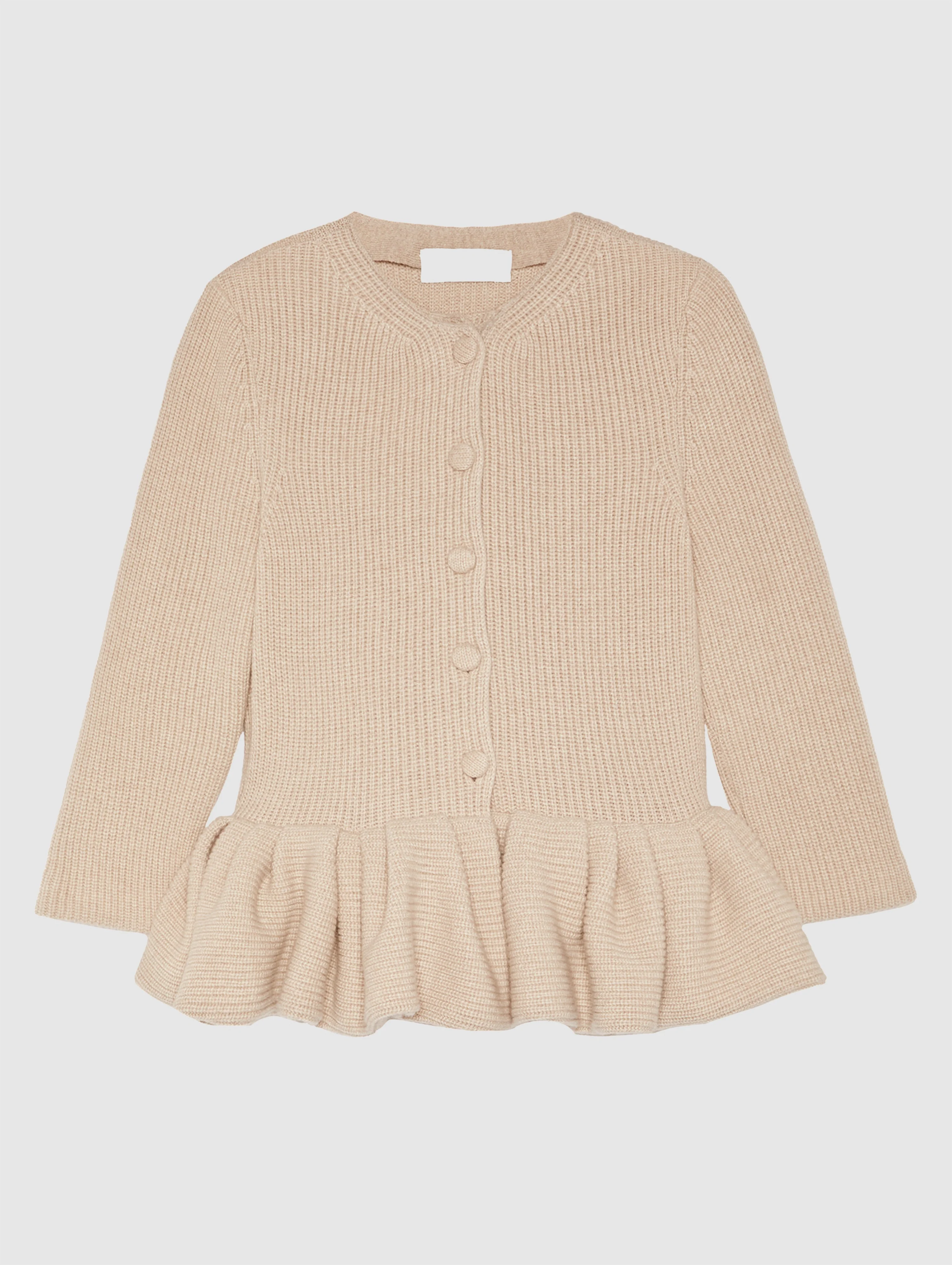 BEIGE PEPLUM CASHMERE CARDIGAN - 1
