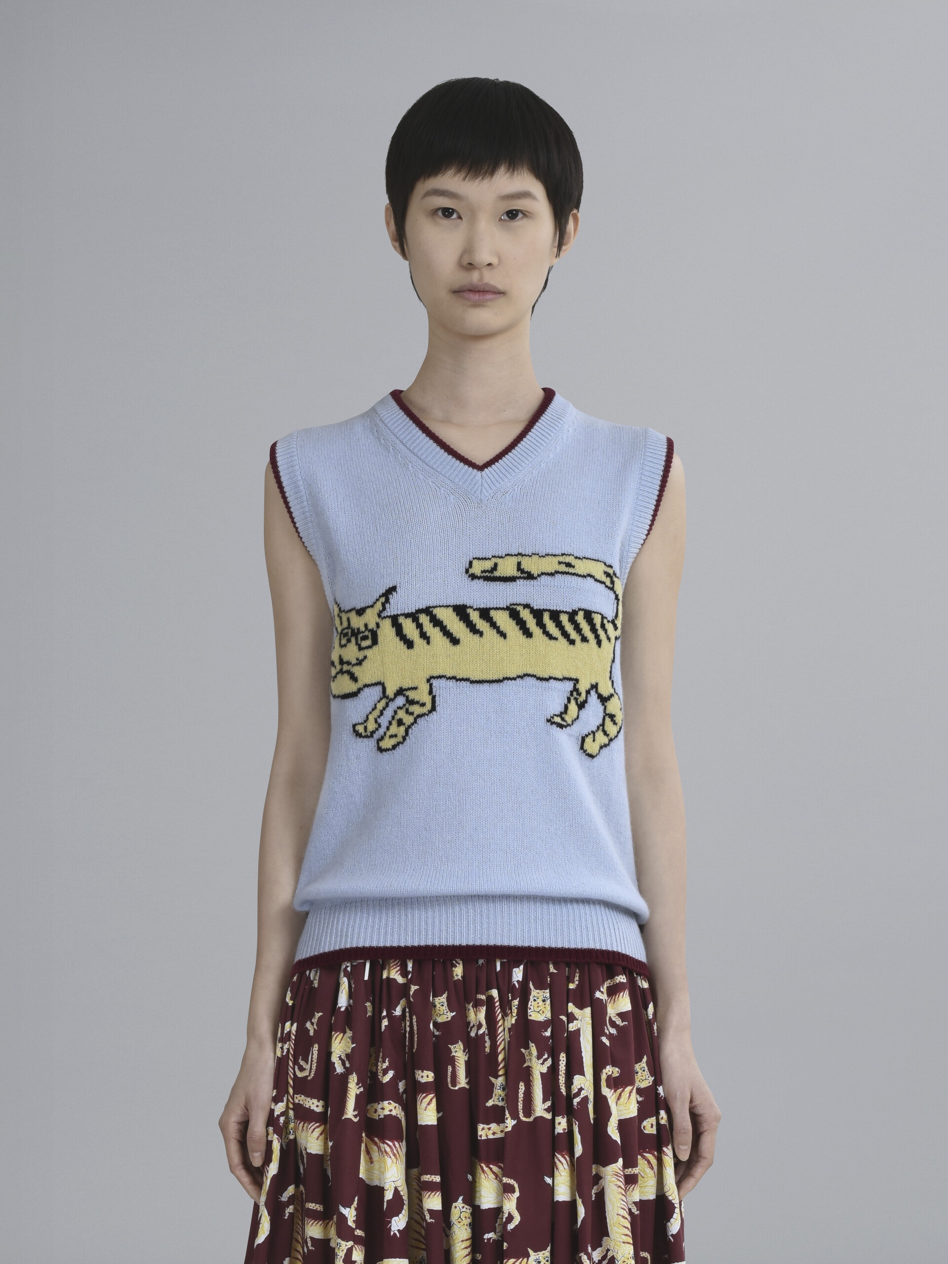 NAIF TIGER INLAID WOOL AND CASHMERE VEST - 2