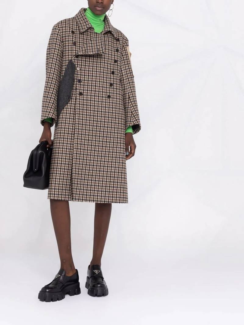 Maison Margiela check-print wool coat outlook