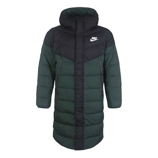 Nike mid-length Colorblock Casual Sports hooded down Jacket Green CU0281-045 - 1