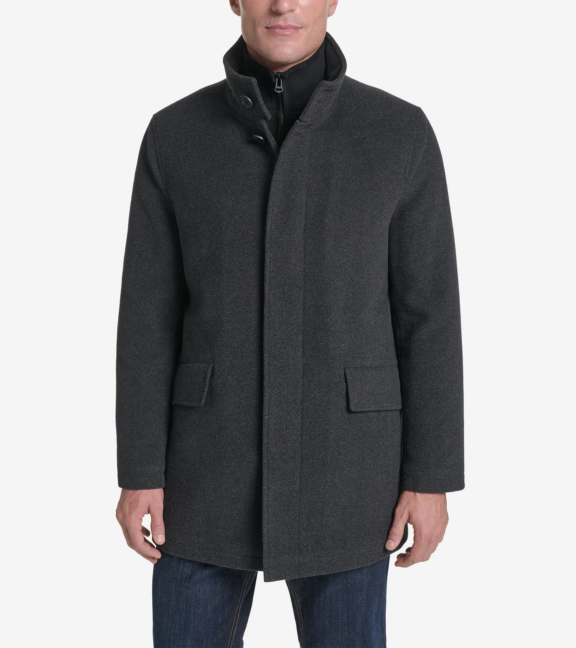 Men's Plush Wool Knit Bib Car Coat - 1