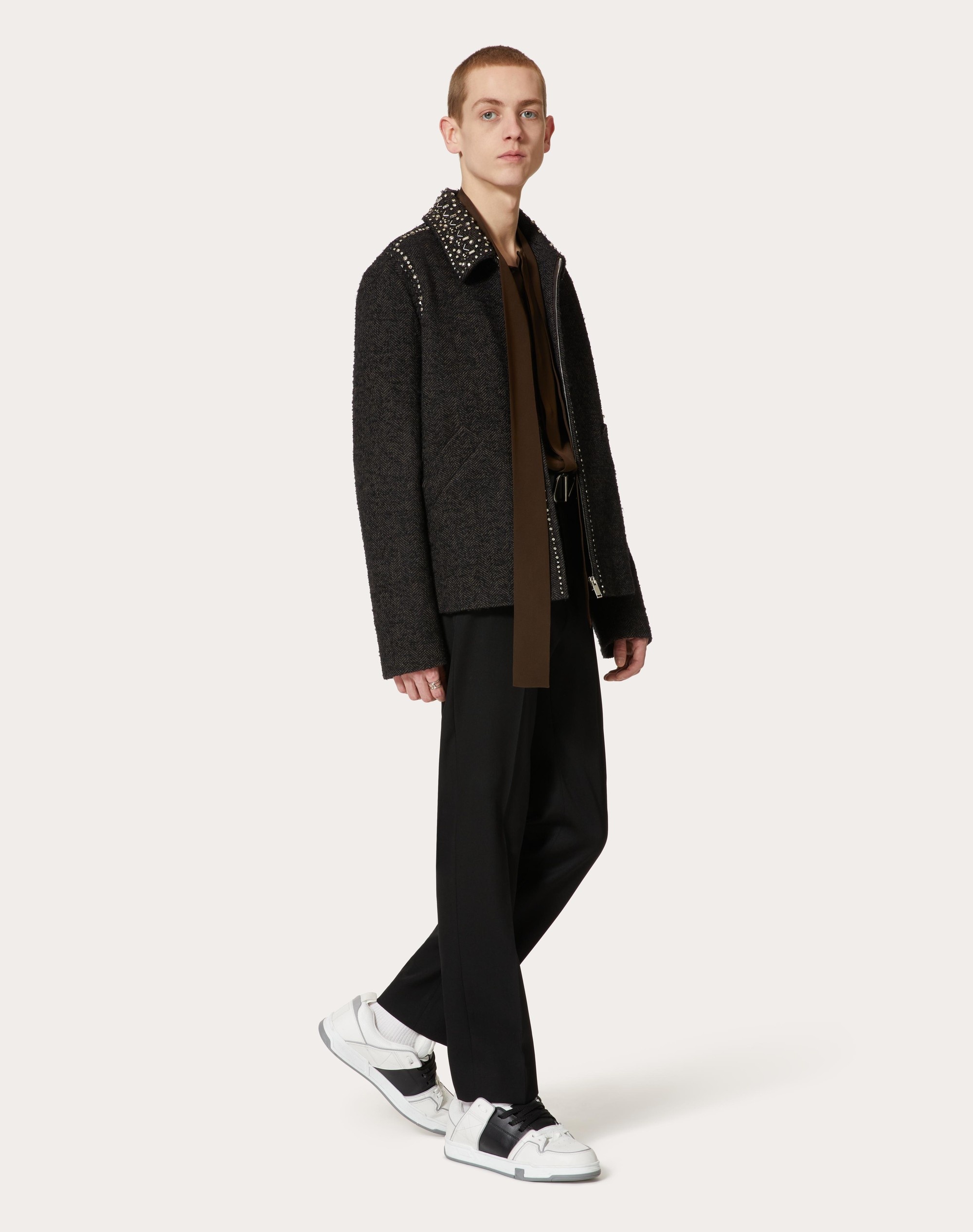 WOOL TWEED JACKET WITH ROCKSTUD SPIKE AND CRYSTAL EMBROIDERY - 2