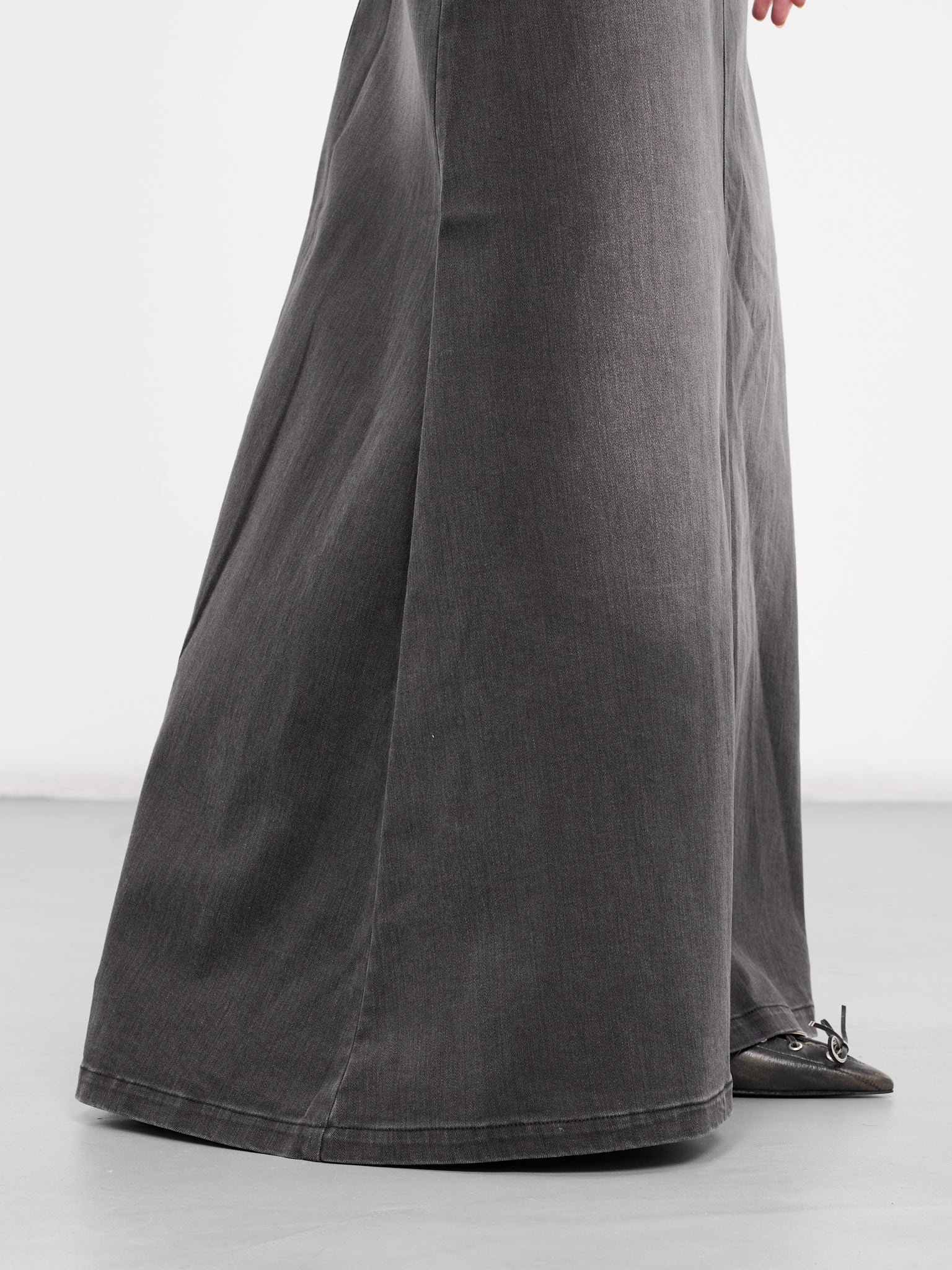Denim Washed Long Skirt - 4