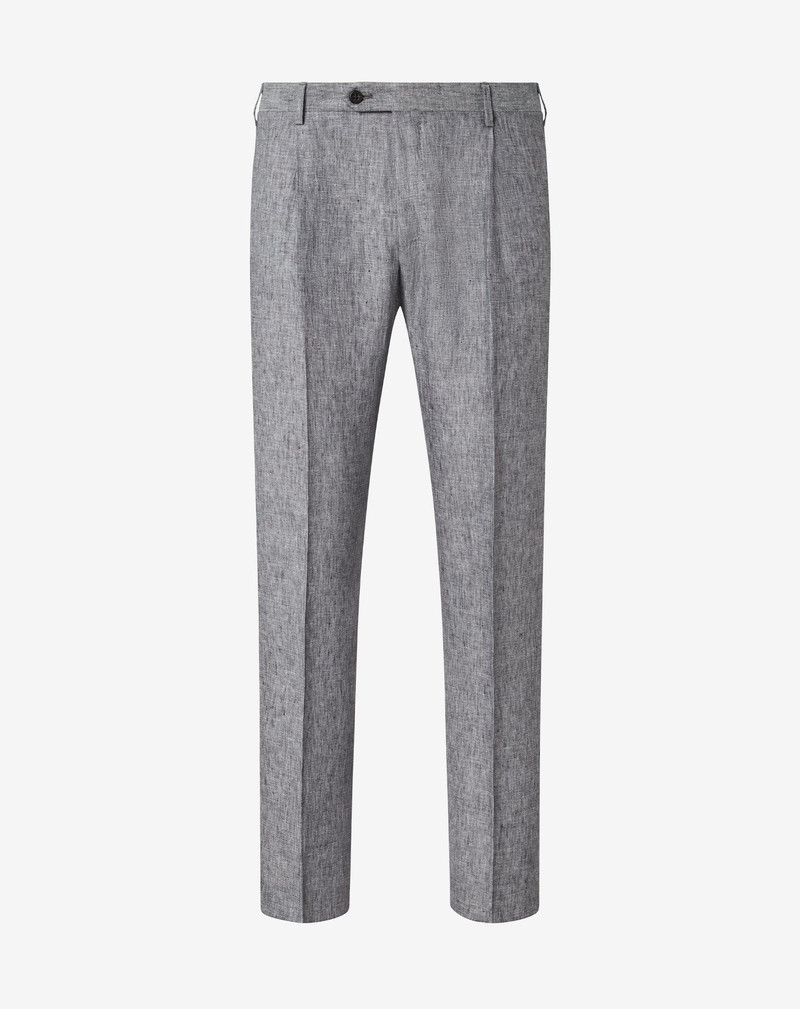 Single-dart grey trousers made from pure linen chambray 1