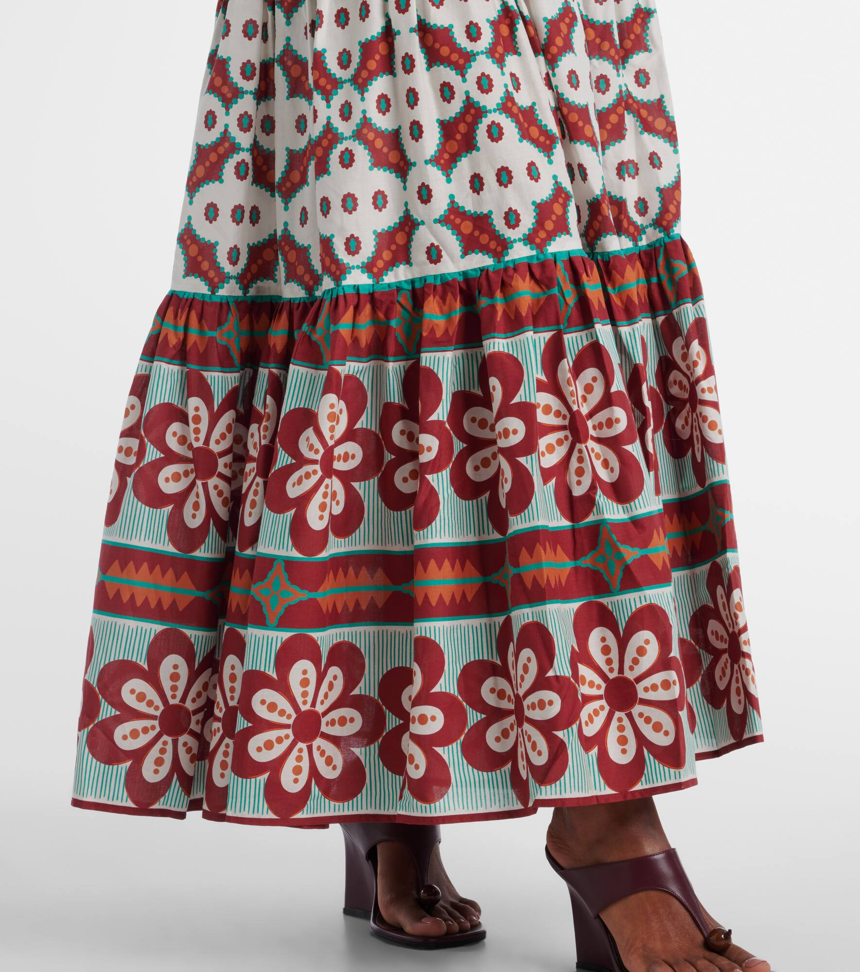 Big printed tiered cotton maxi skirt - 5