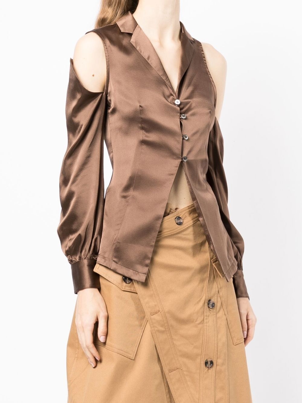 cut out shoulder blouse - 3