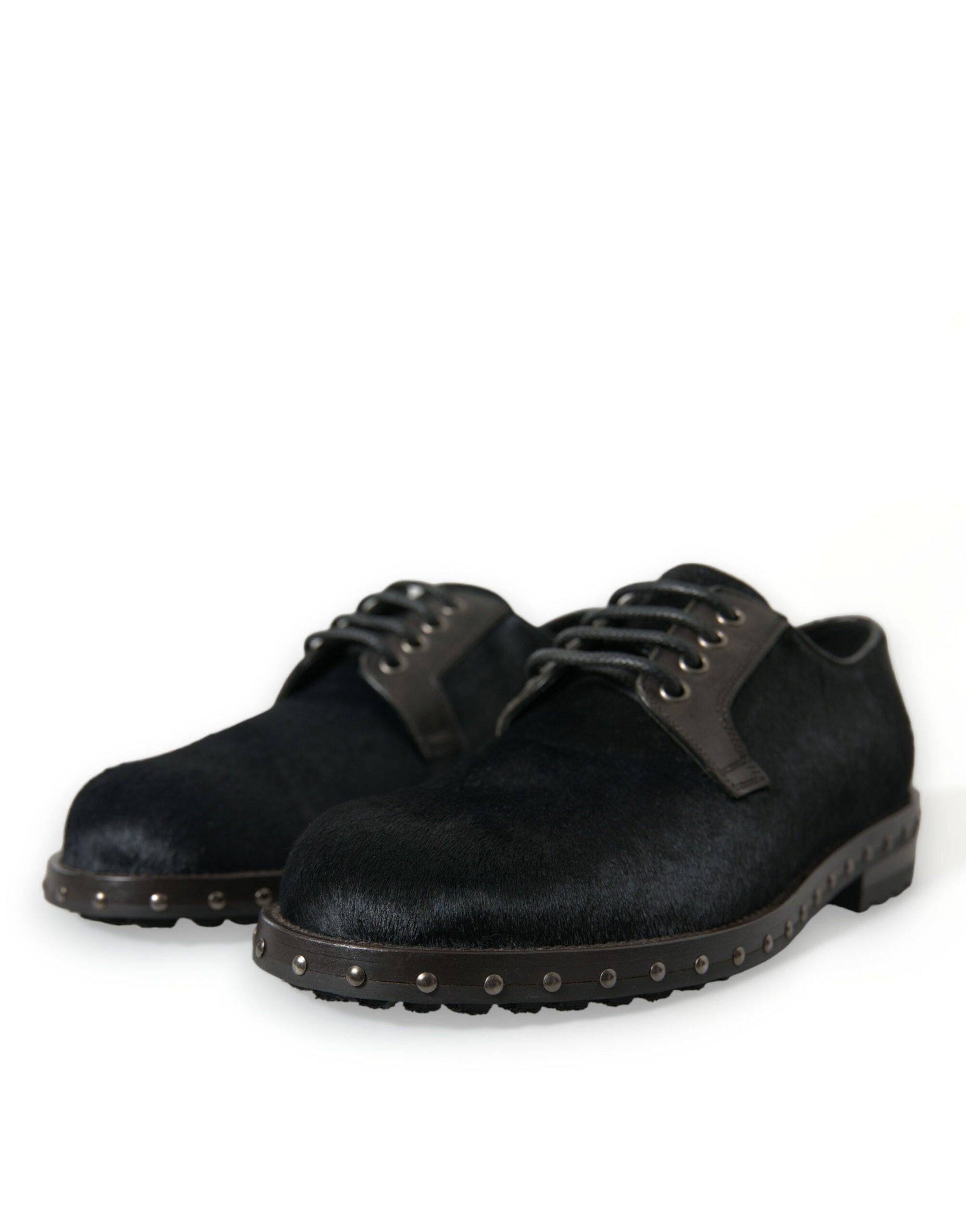 Dolce & Gabbana Black Stable Fur Derby SAN PIETRO Dress Shoes - 3