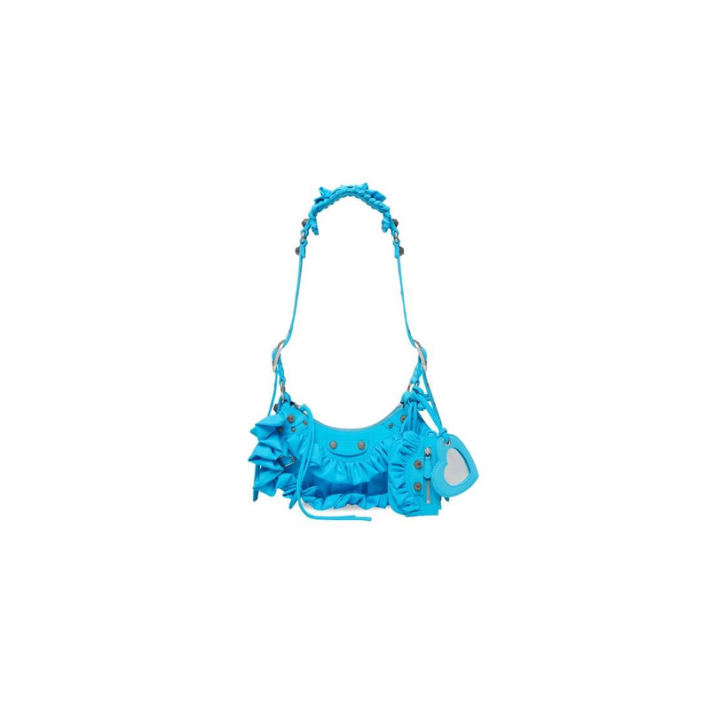 Women's Le Cagole Xs Shoulder Bag With Ruffles  in Blue 1