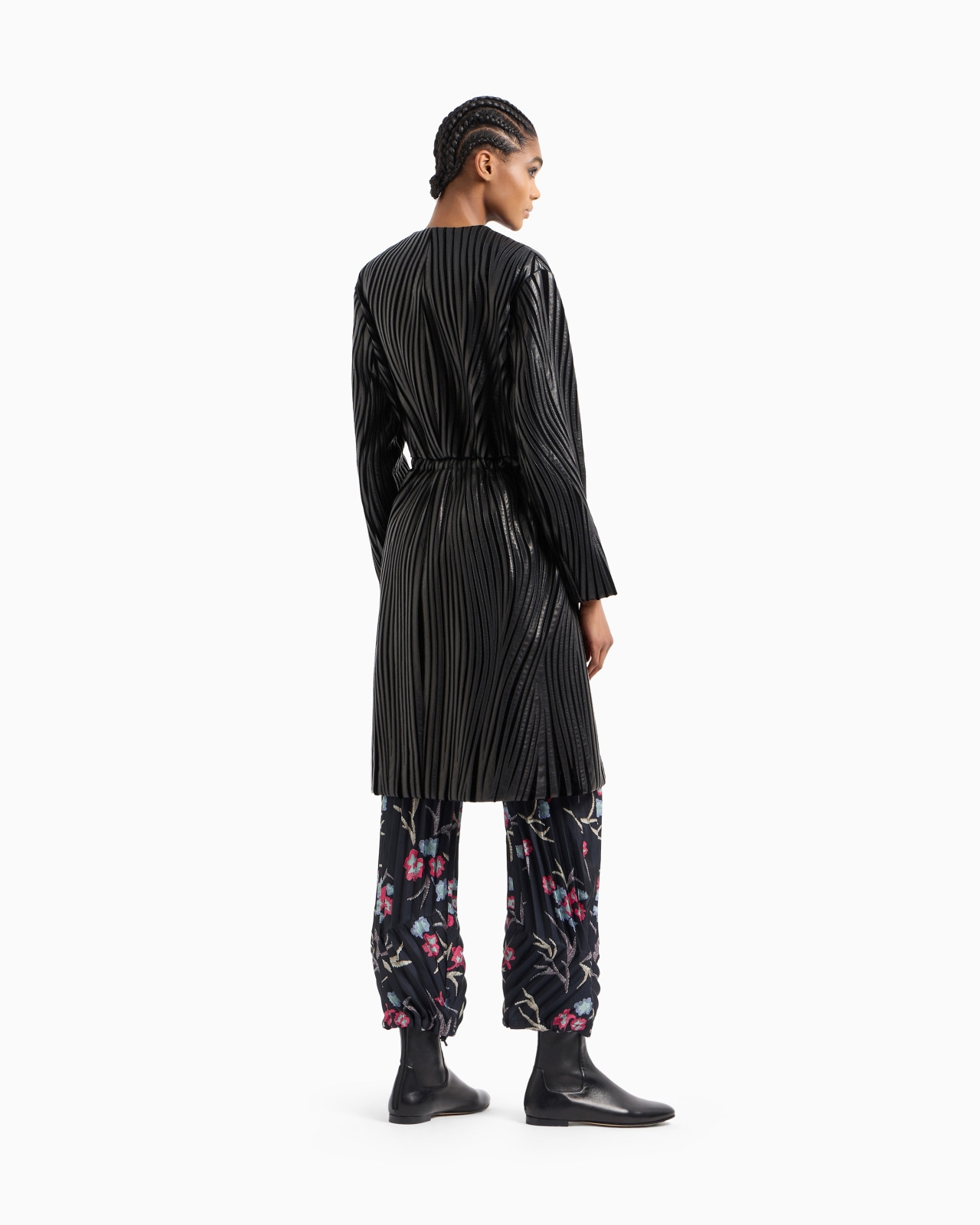 EMBROIDERED NAPPA LEATHER AND VELVET COAT - 3