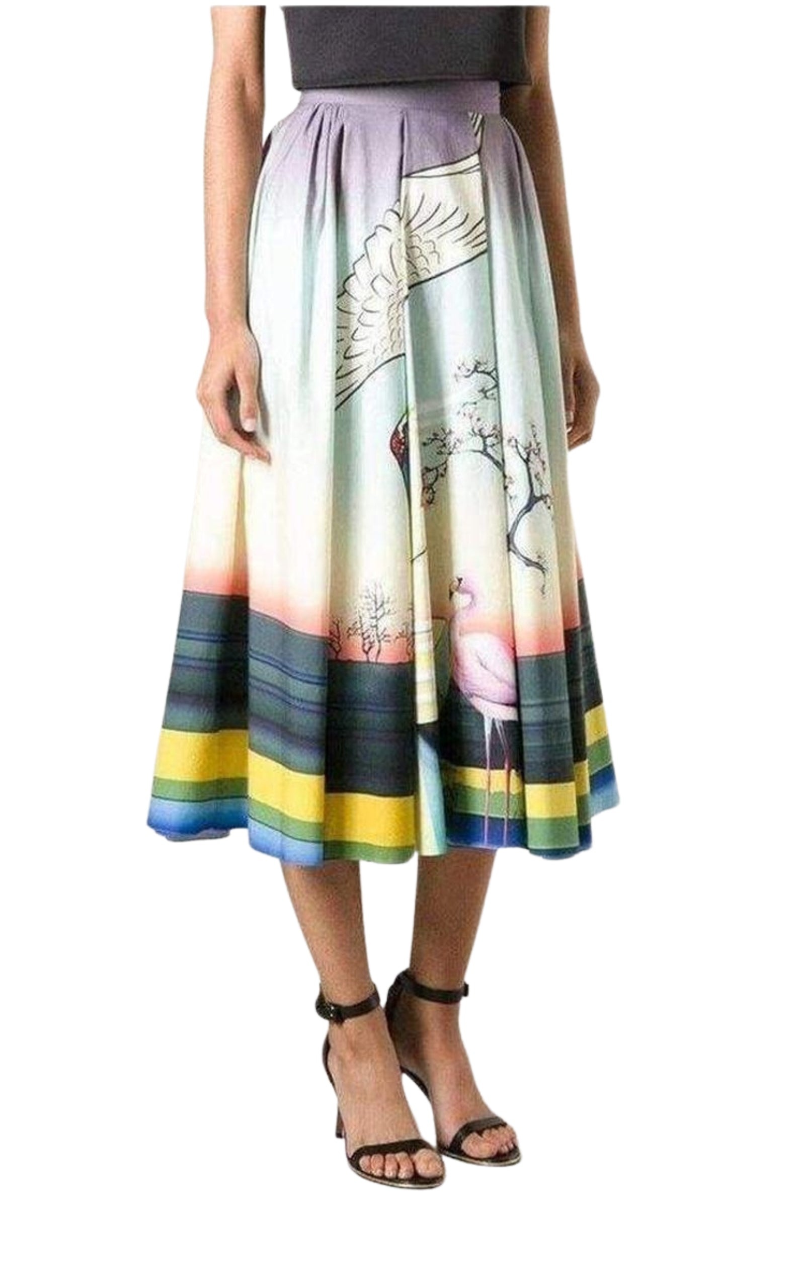 Mary Katrantzou - Flamingo Print Cotton Skirt - 3