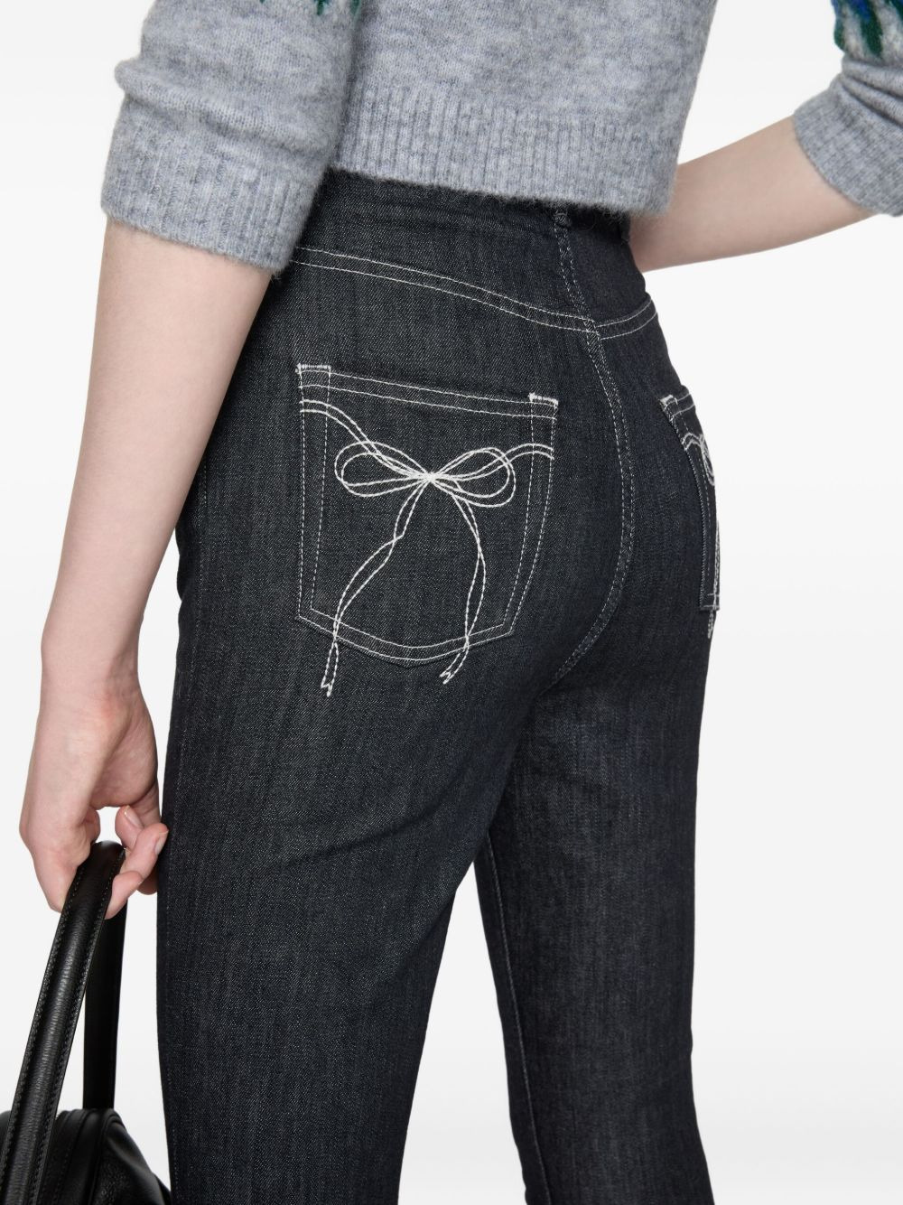 bow-detail flared trousers - 4