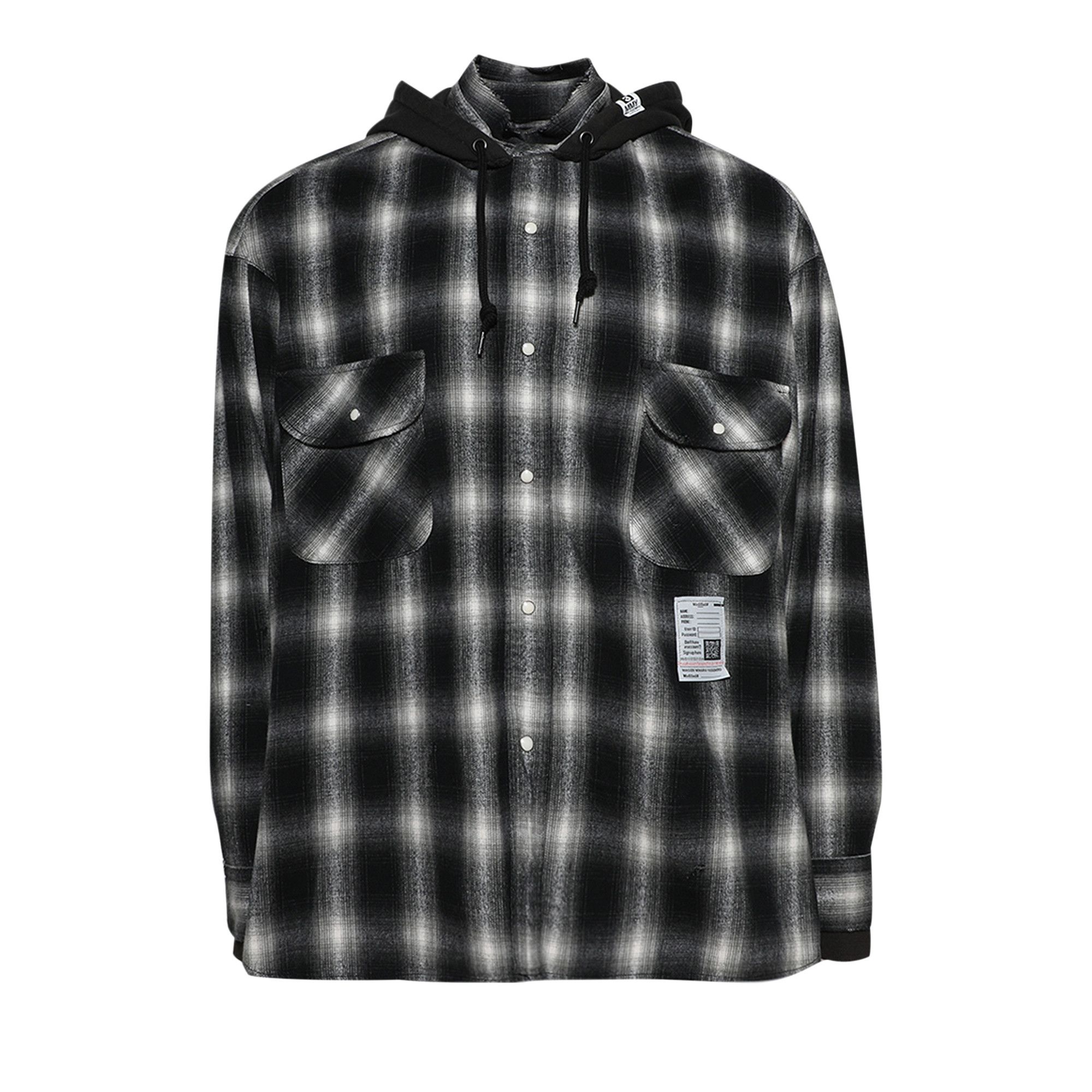 Maison Mihara Yasuhiro Hood Combined Long-Sleeve Check Shirt 'Black' - 1