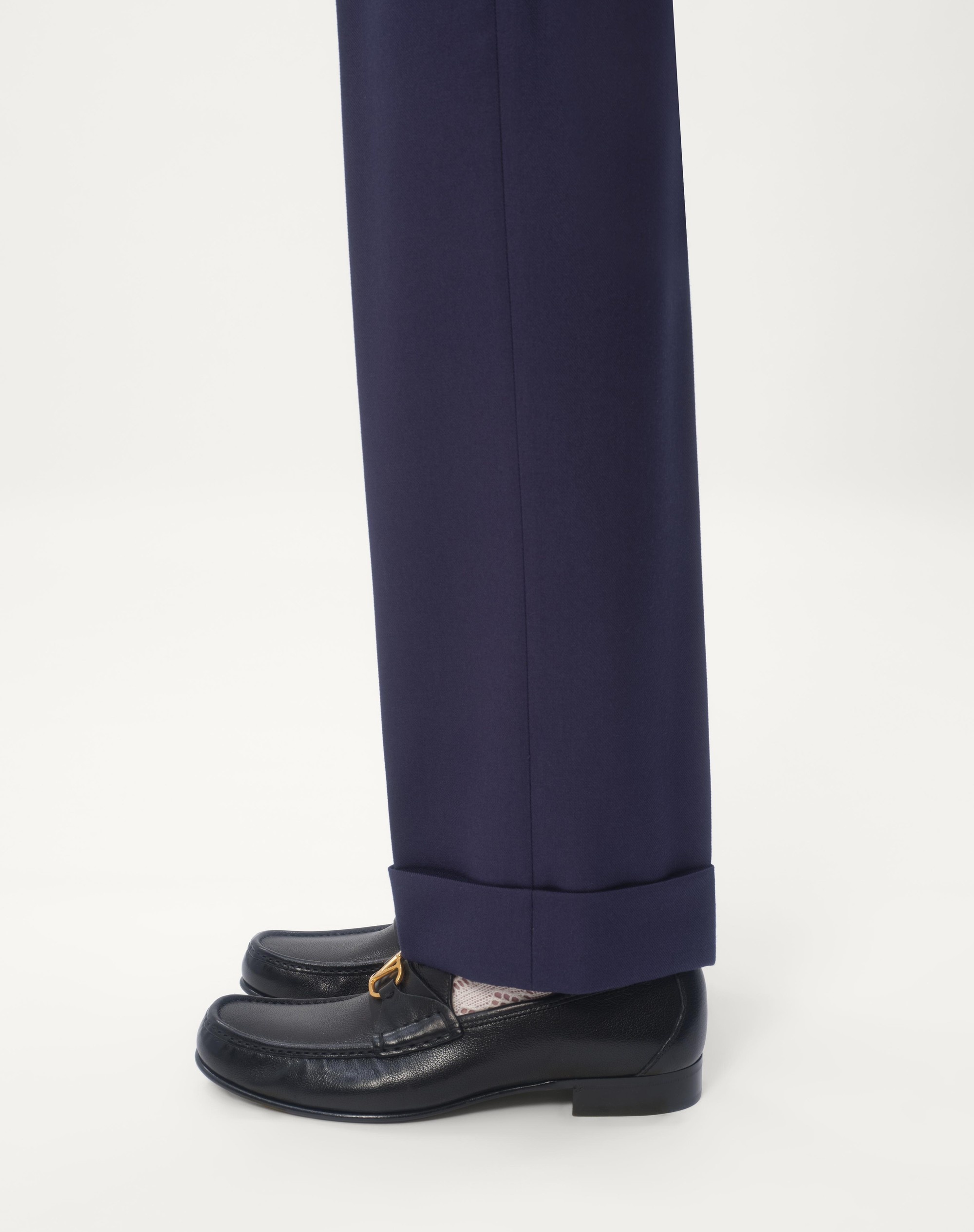 パンツ VALENTINO D ring Wool Gabardine Trousers Wool Pants for Man in Dark Blue | Valentino US