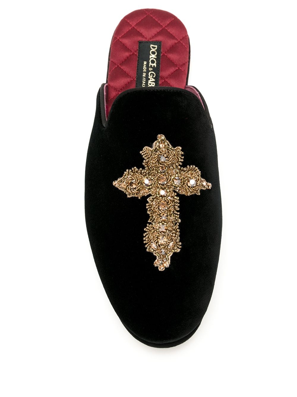 embroidered cross slippers - 4