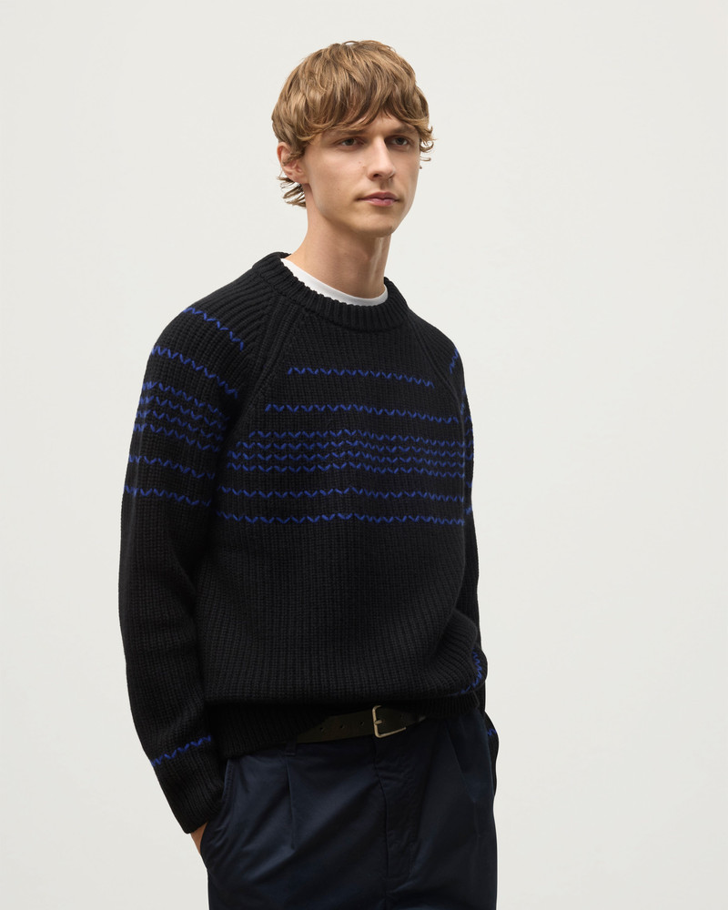 Johnstons of Elgin Summit Black & Blue Cashmere Jumper outlook