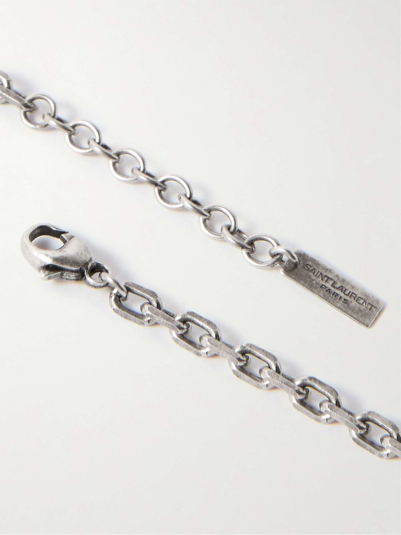 SAINT LAURENT Burnished Silver-Tone Chain Necklace outlook