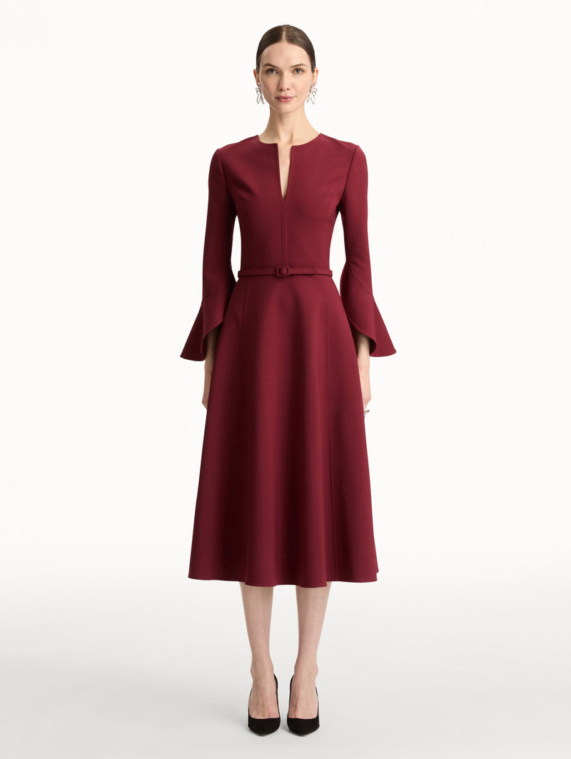 Oscar de la Renta SPLIT NECK WOOL DRESS outlook
