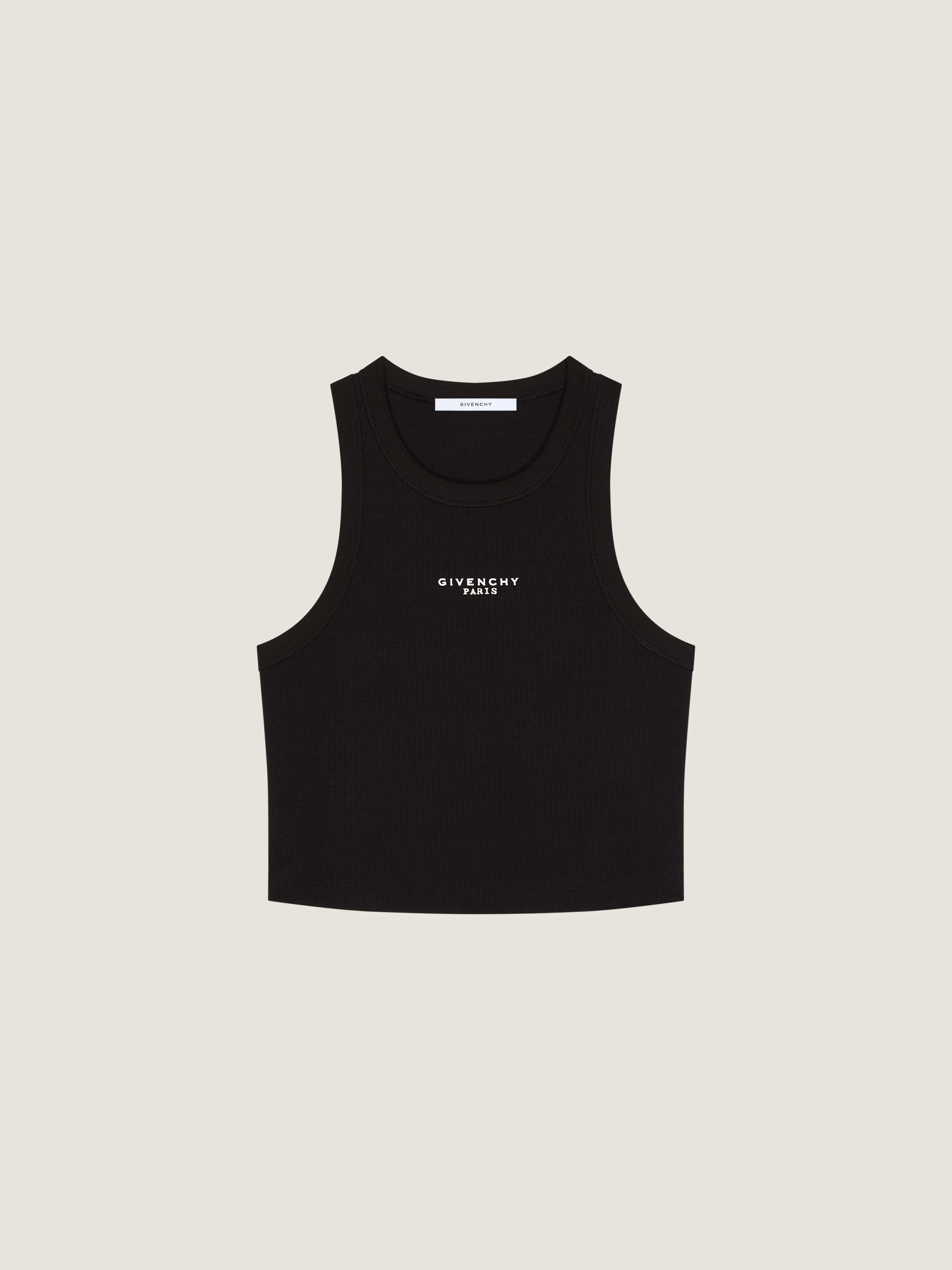 CROPPED TANK TOP IN COTTON WITH GIVENCHY PARIS PRINT - 1