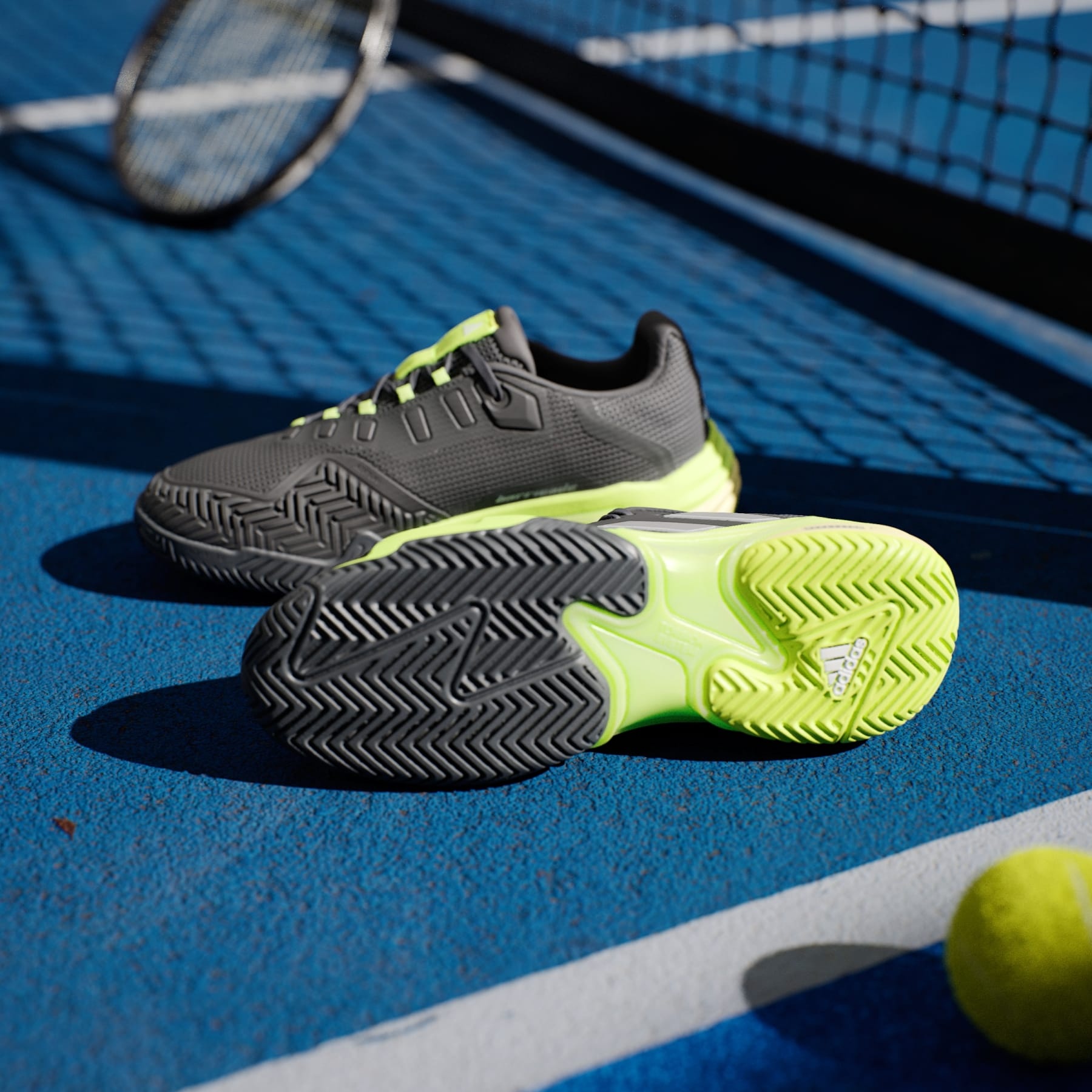 Mens Sz 9.5 New Adidas Tennis Shoes Barricade 13 IH2559 green/black New Adidas Barricade 13 Black Lucid Lemon Tennis Shoes IH2559  main image 3