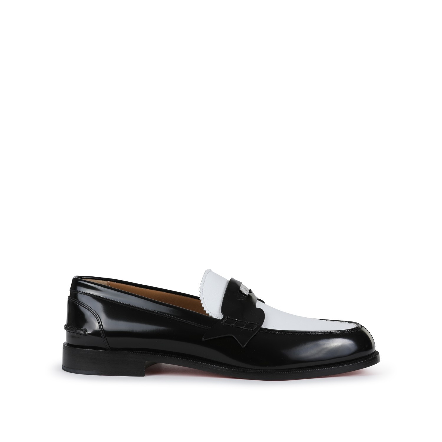 BLACK AND WHITE LEATHER LOAFERS - 1