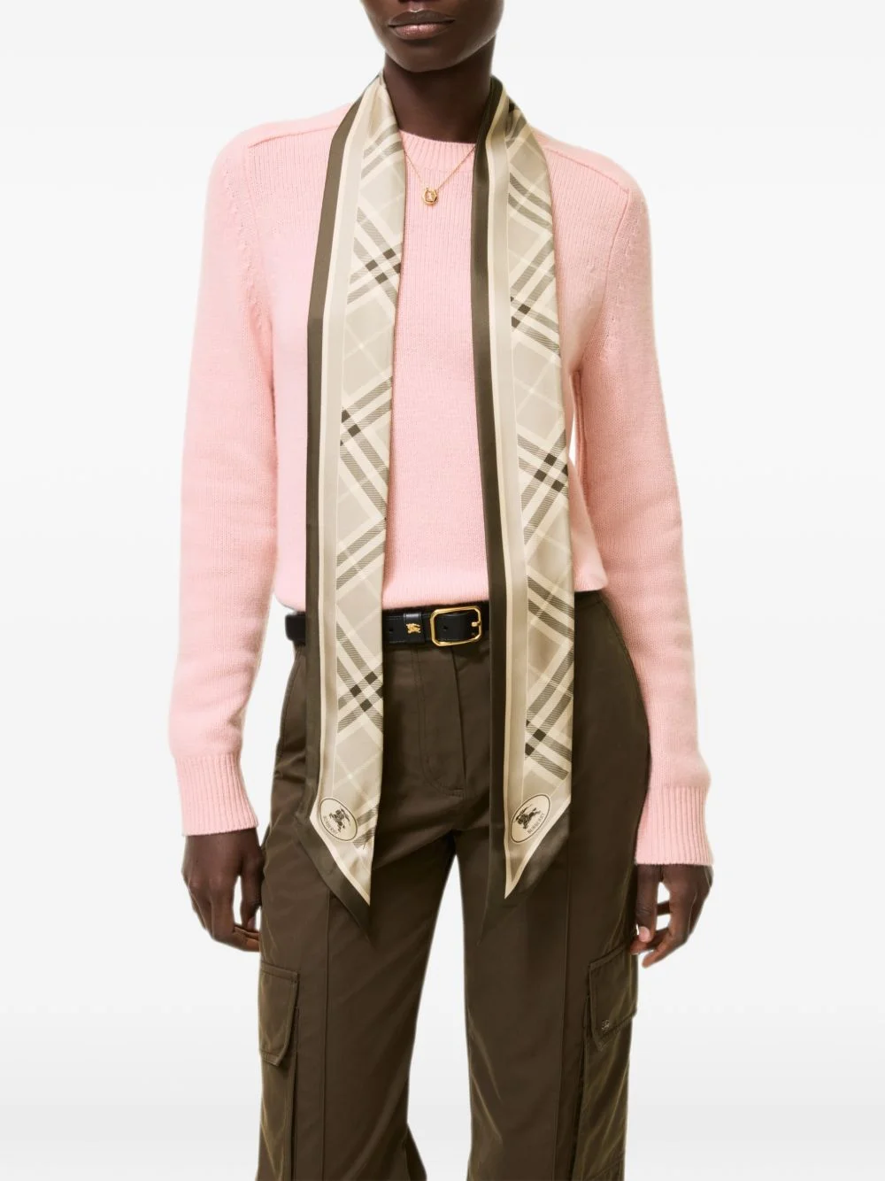 skinny Check silk scarf - 1