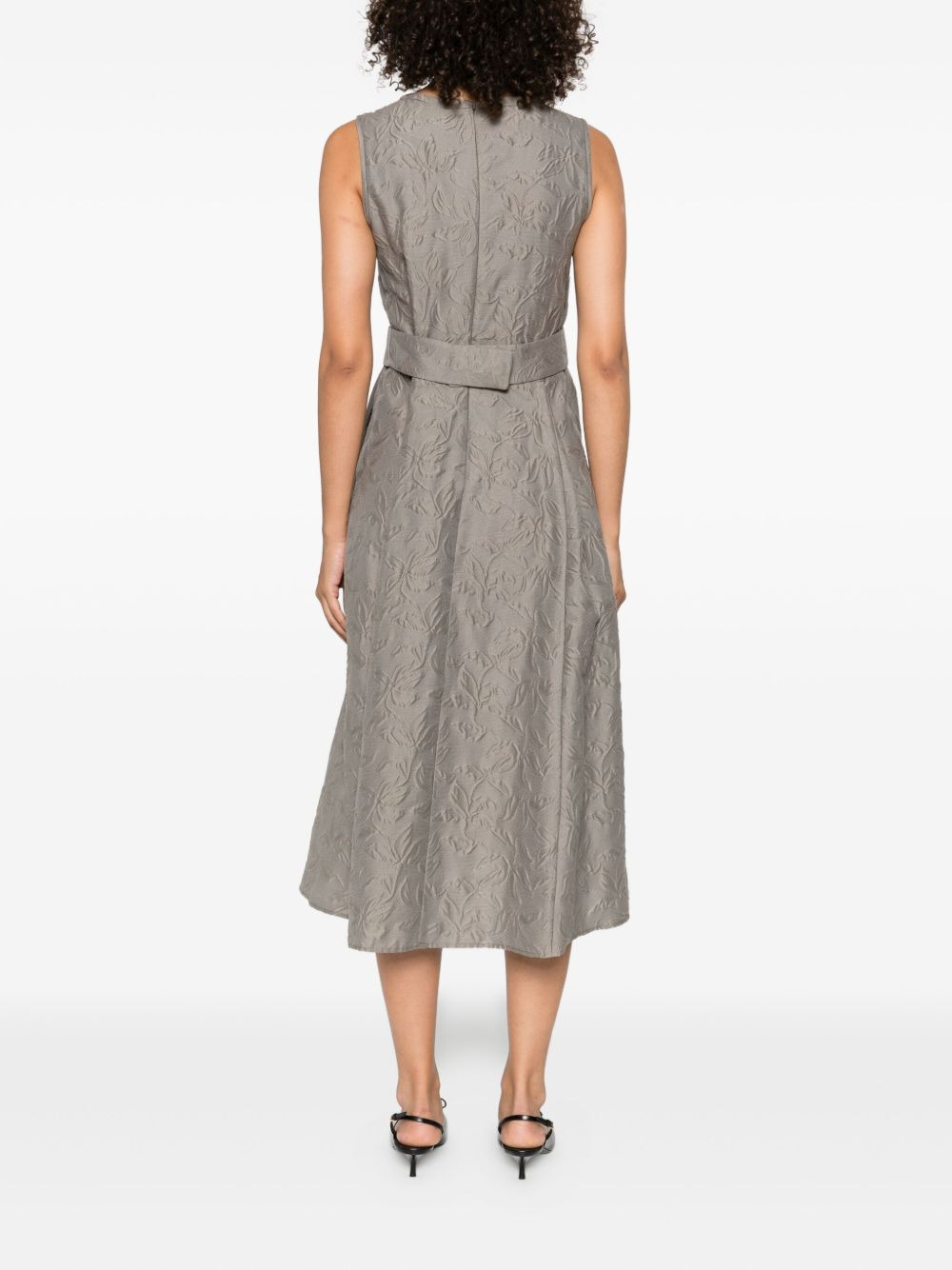 Timeless floral-embellished belted midi dress - 4