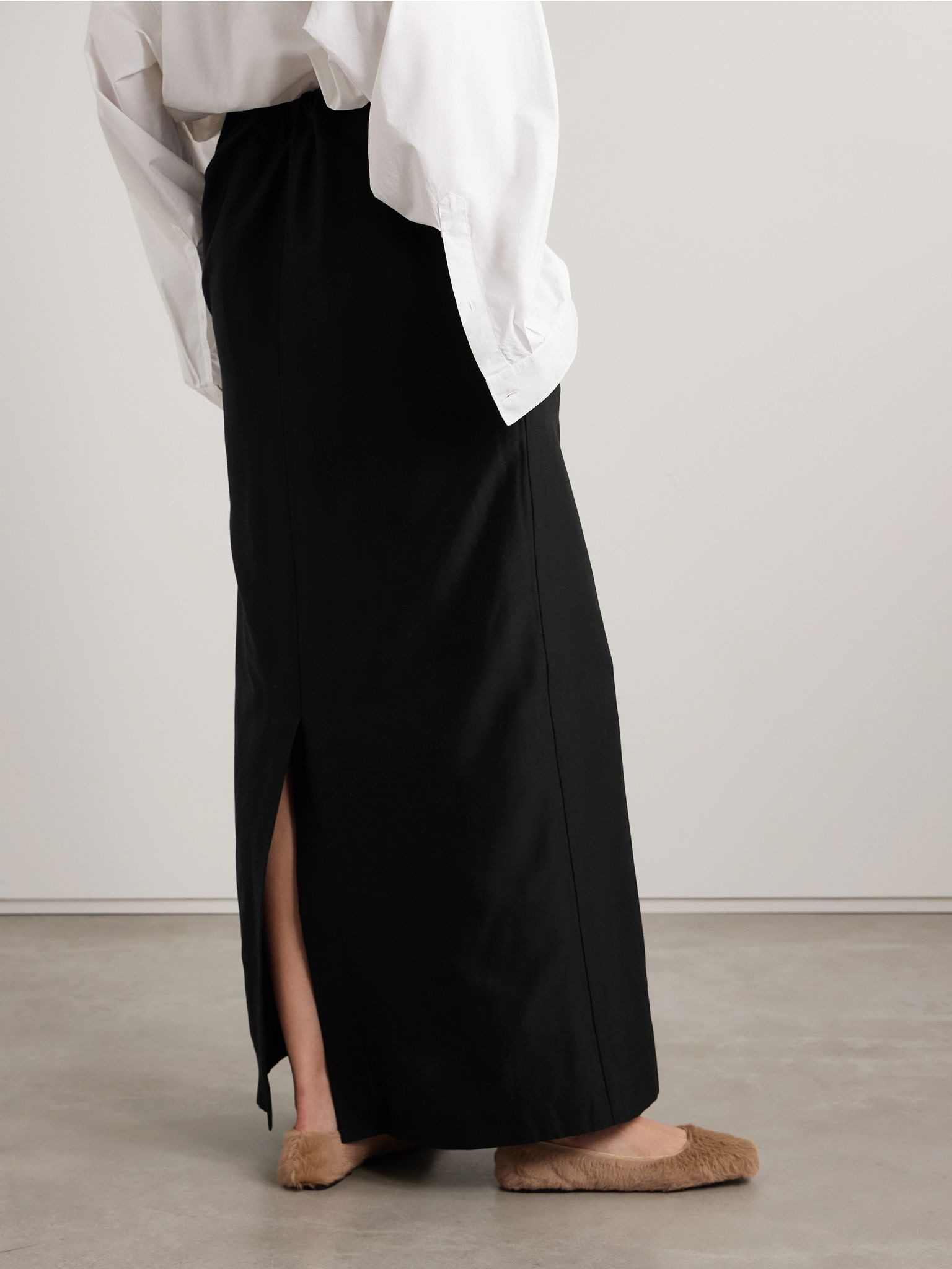 Saul cotton and silk-blend maxi skirt Black - 3