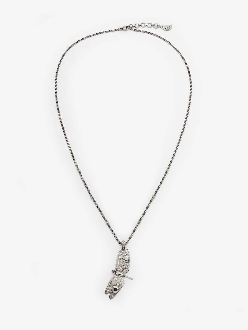 Men's Dragonfly Necklace in Antique Silver - 1