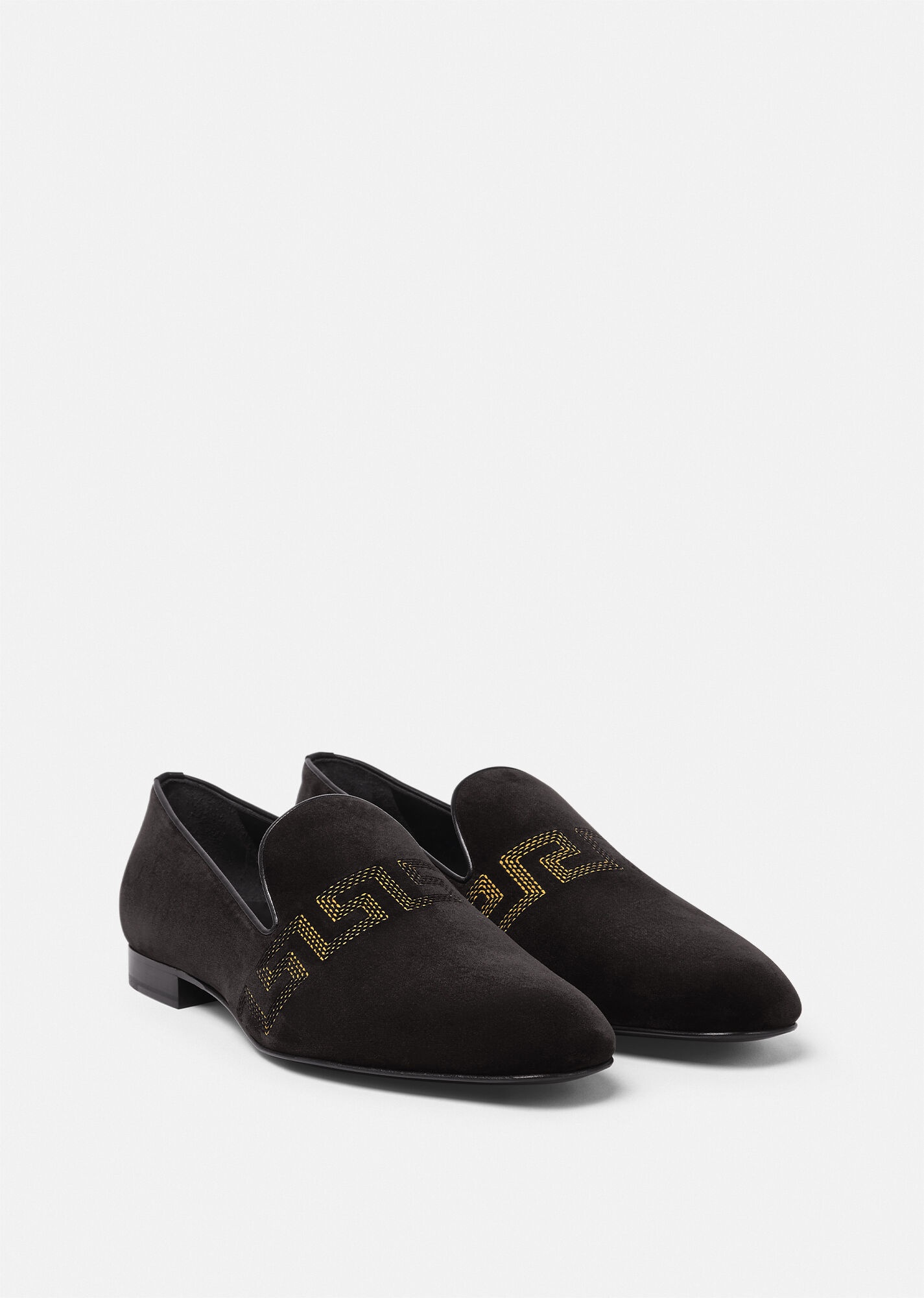 Greca Embroidered Velvet Loafers - 2