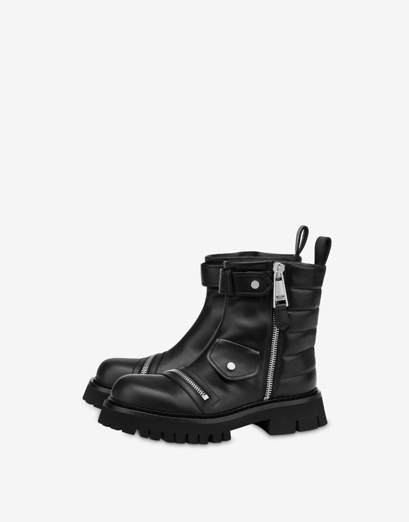 CALFSKIN BIKER ANKLE BOOTS 1