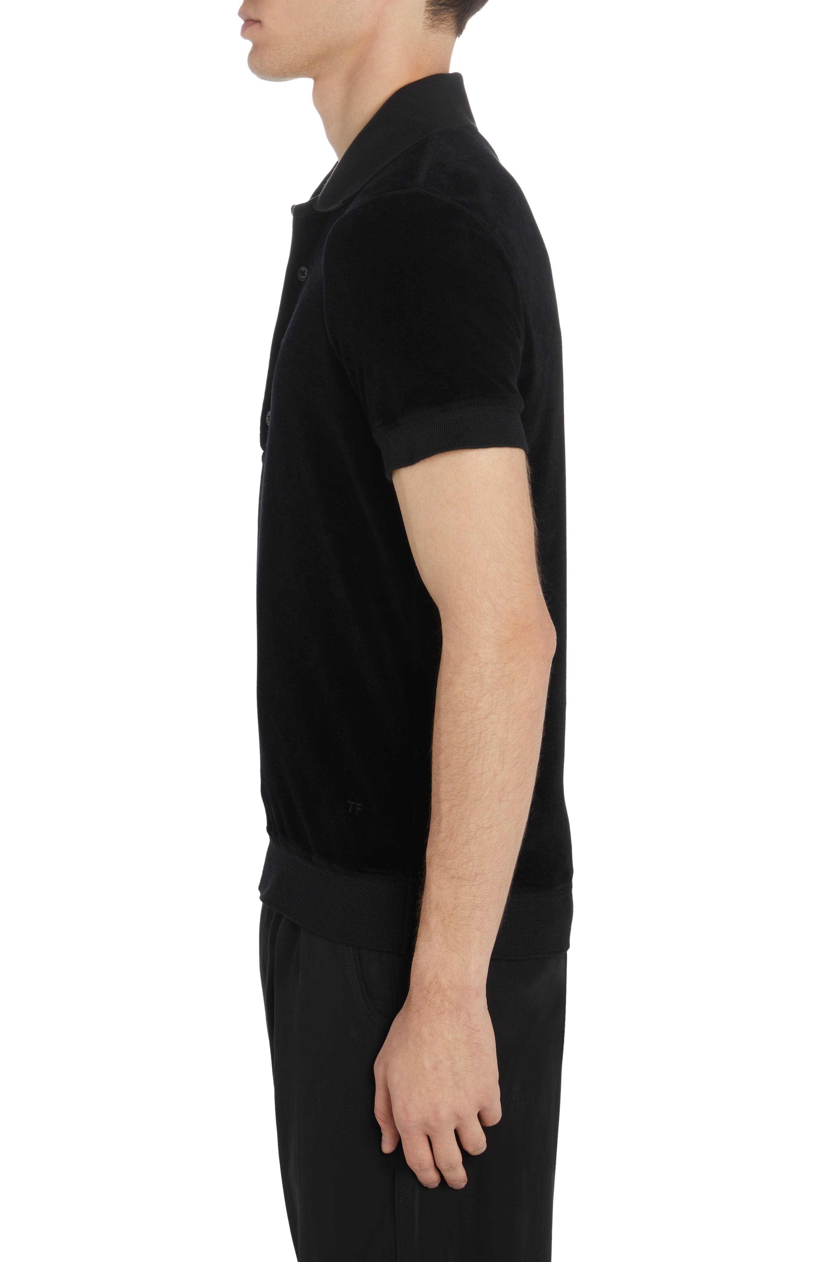 Short Sleeve Cotton & Modal Blend Velour Polo - 3