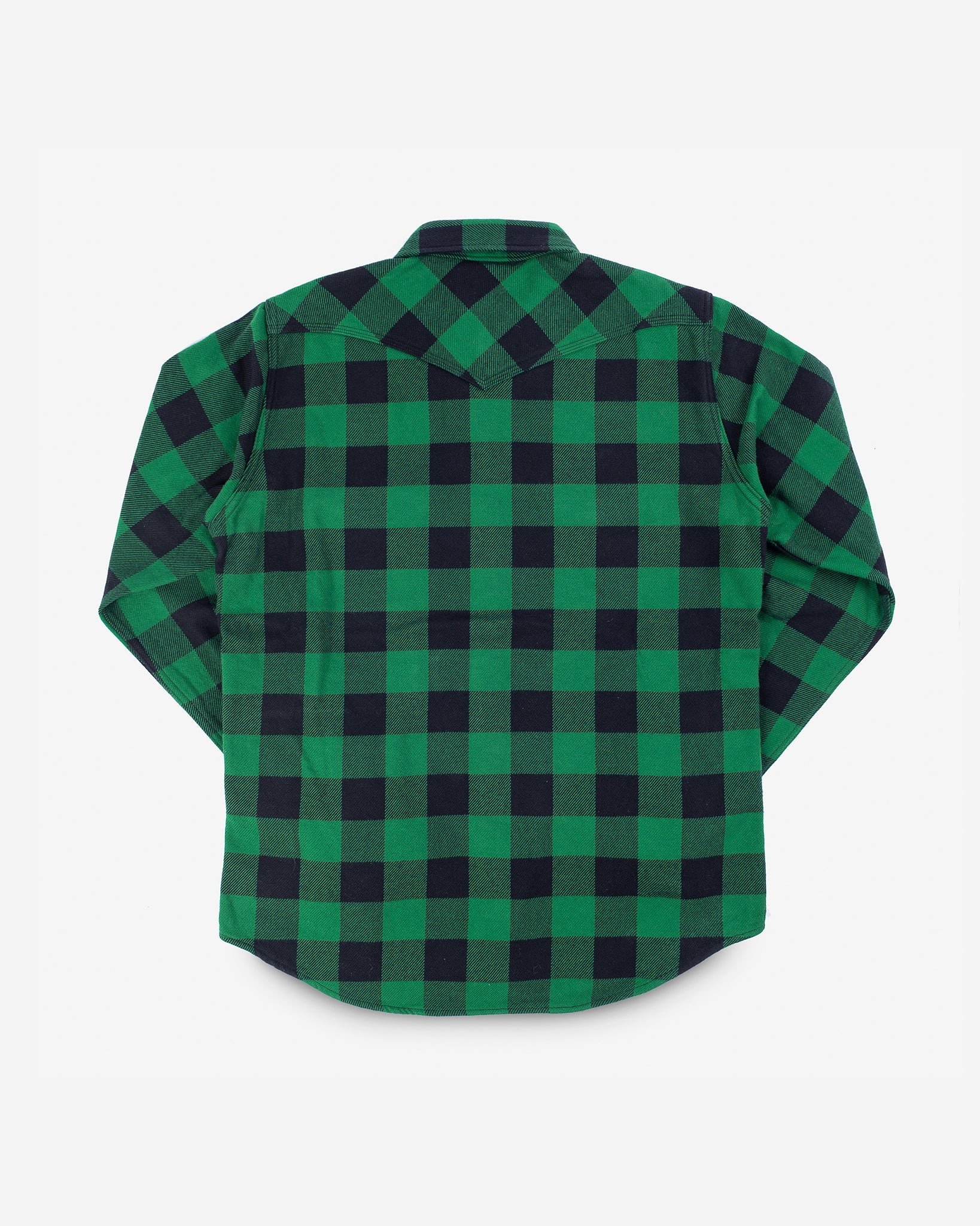 IHSH-232-GRN Ultra Heavy Flannel Buffalo Check Western Shirt - Green/Black - 12