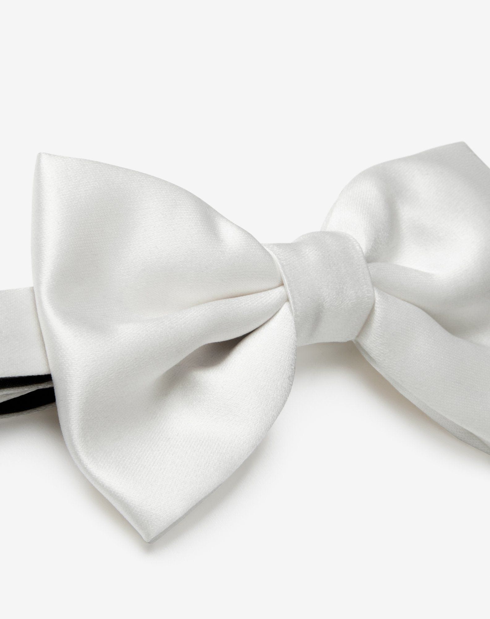 White pure silk satin bow tie - 2